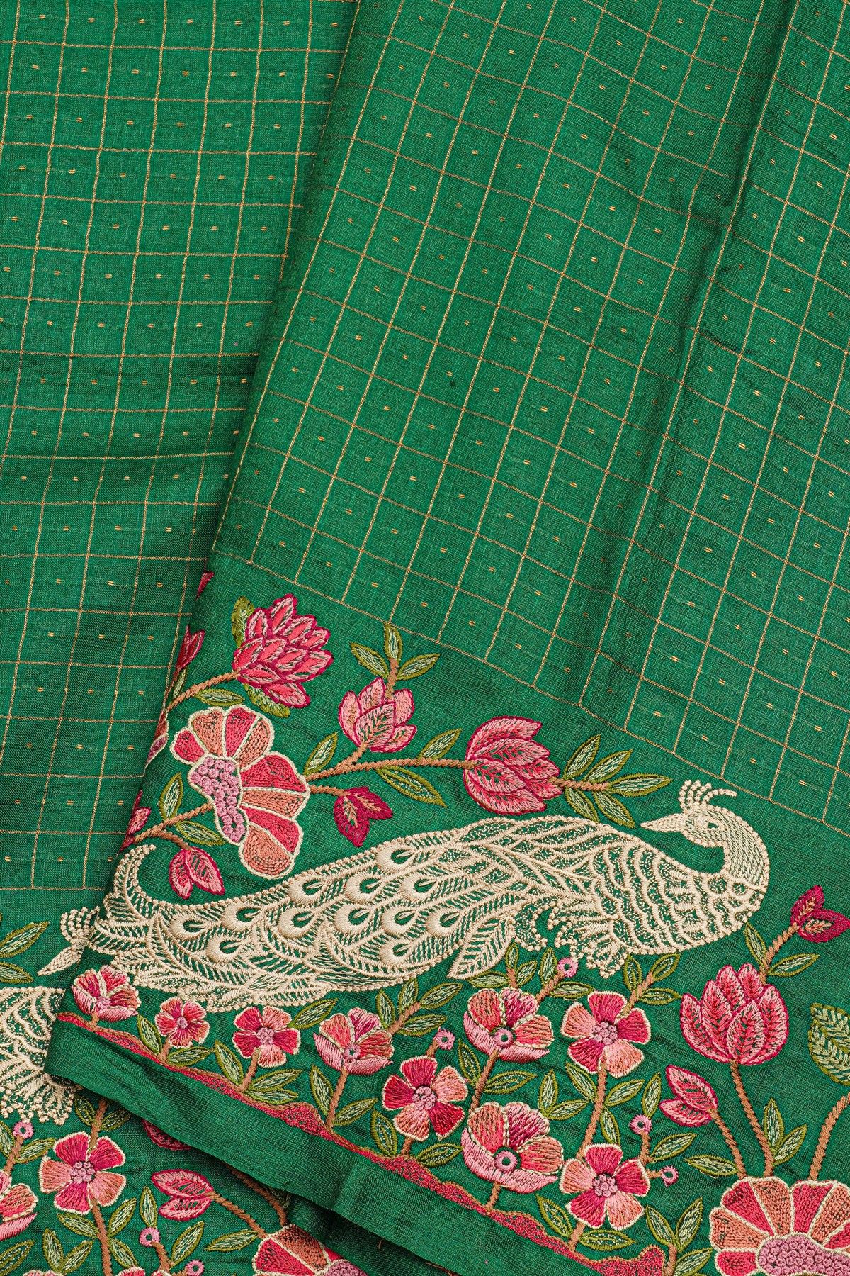 Designer Tussar Green Saree