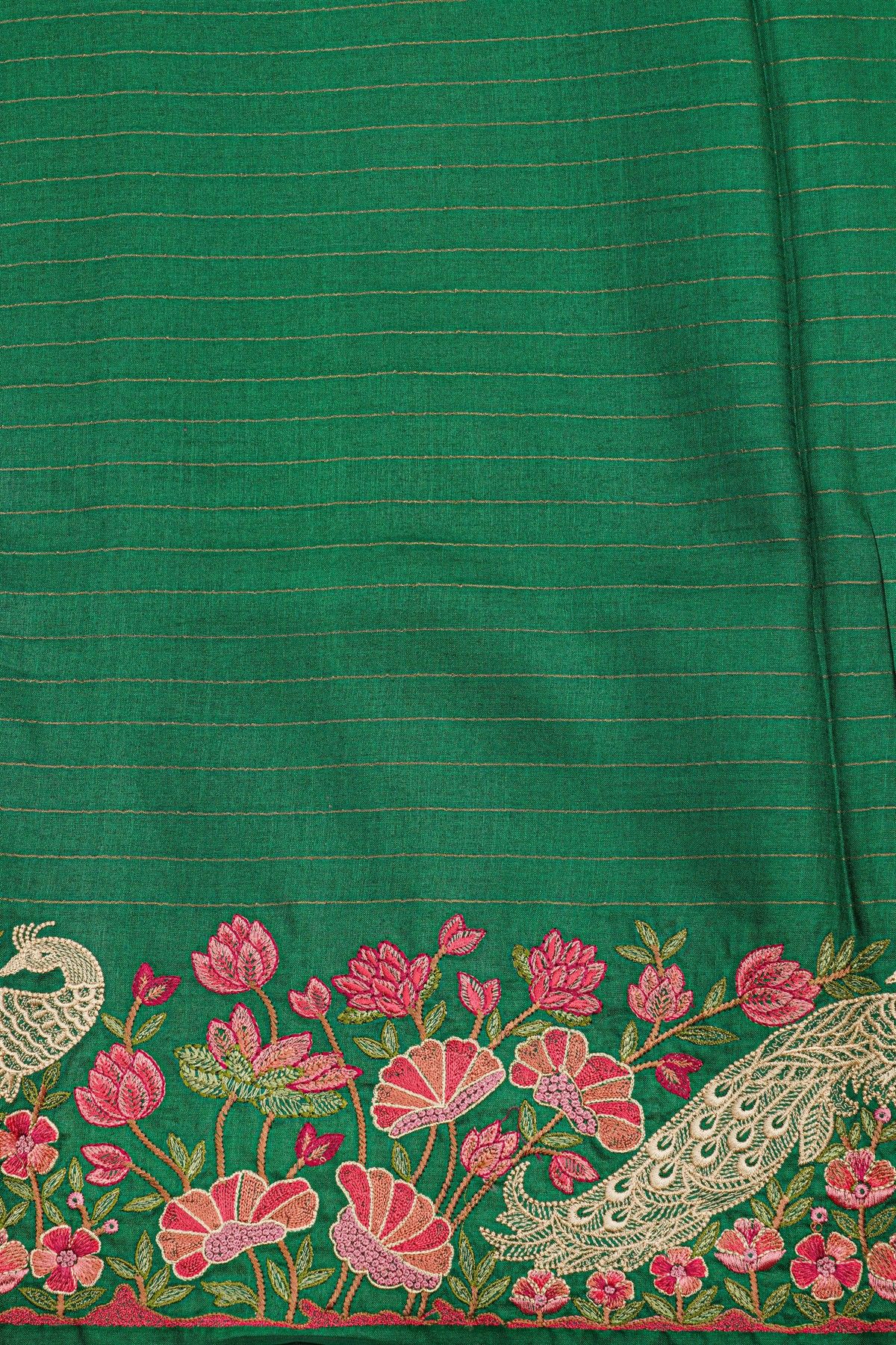 Designer Tussar Green Saree