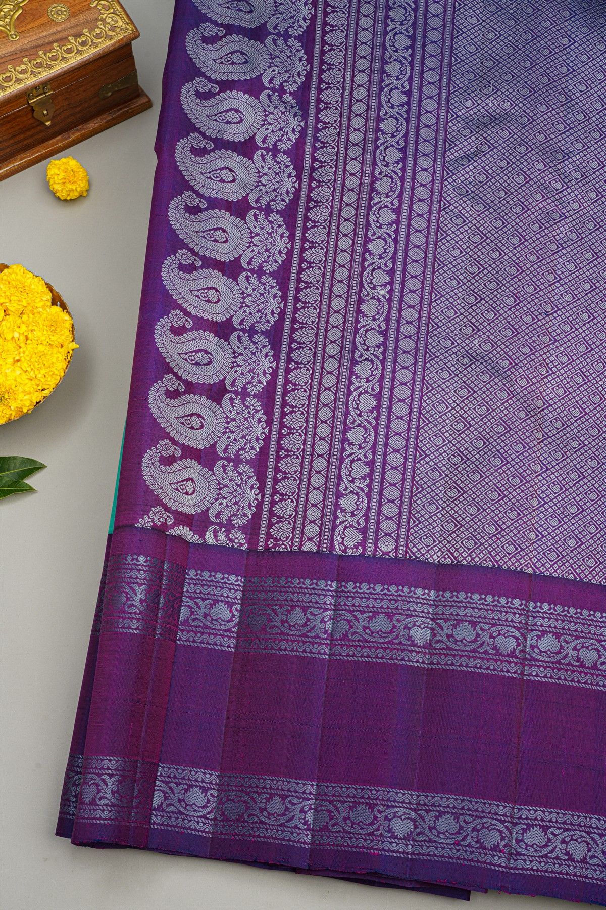 Gadwal Silk Sky Blue Saree