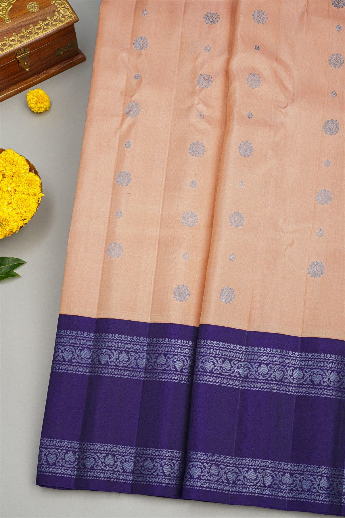 Gadwal Silk Peach Saree