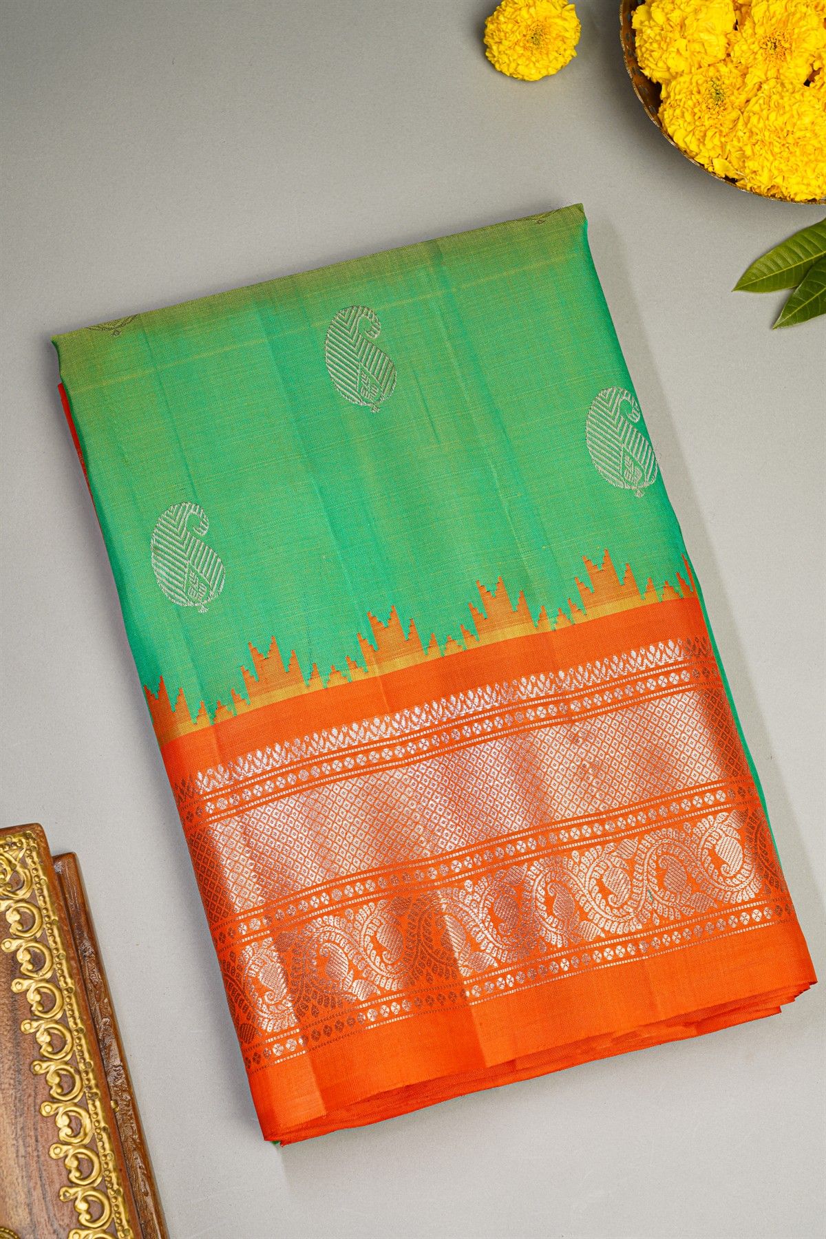 Gadwal Silk Sea Green Saree