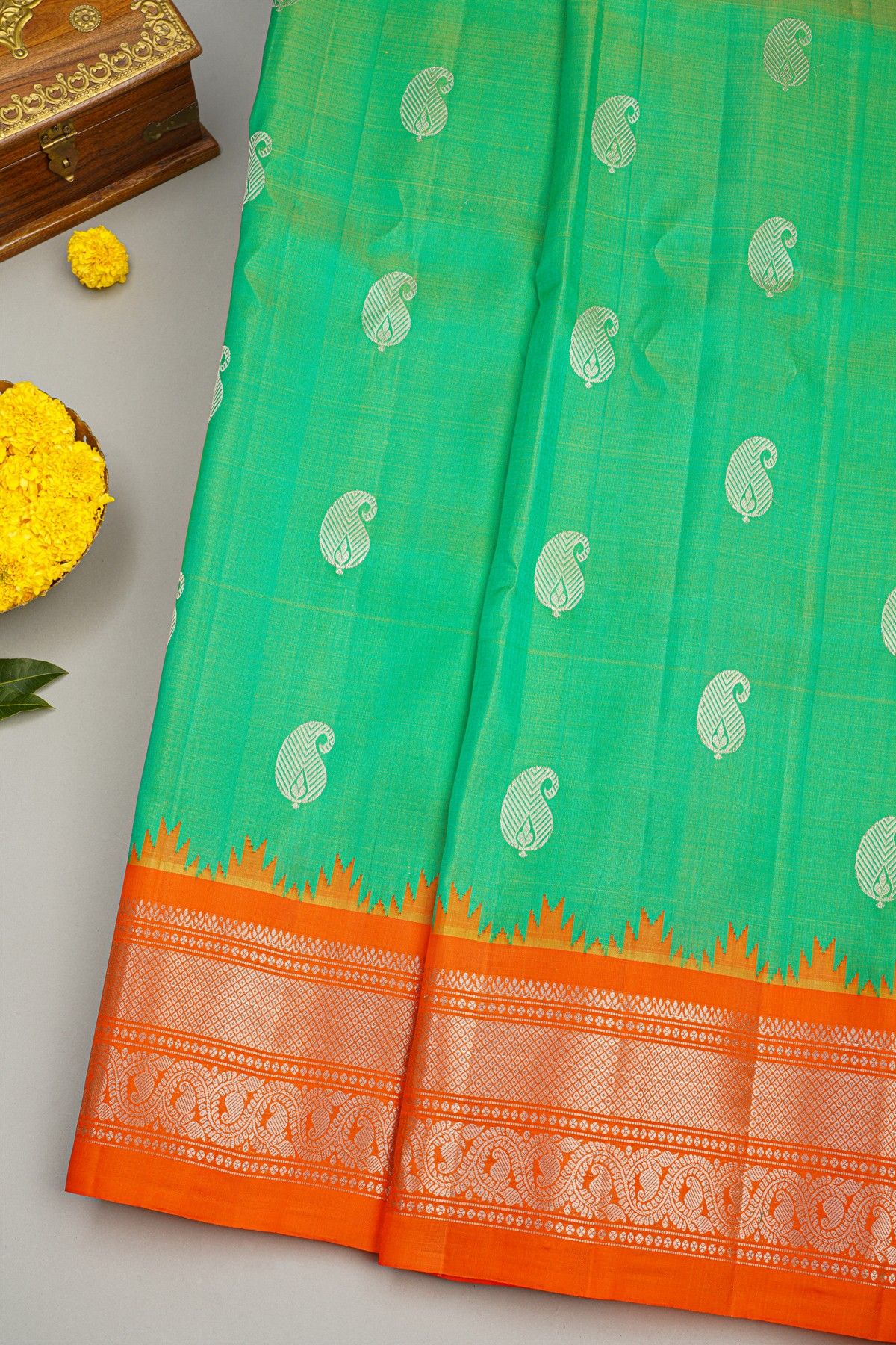 Gadwal Silk Sea Green Saree