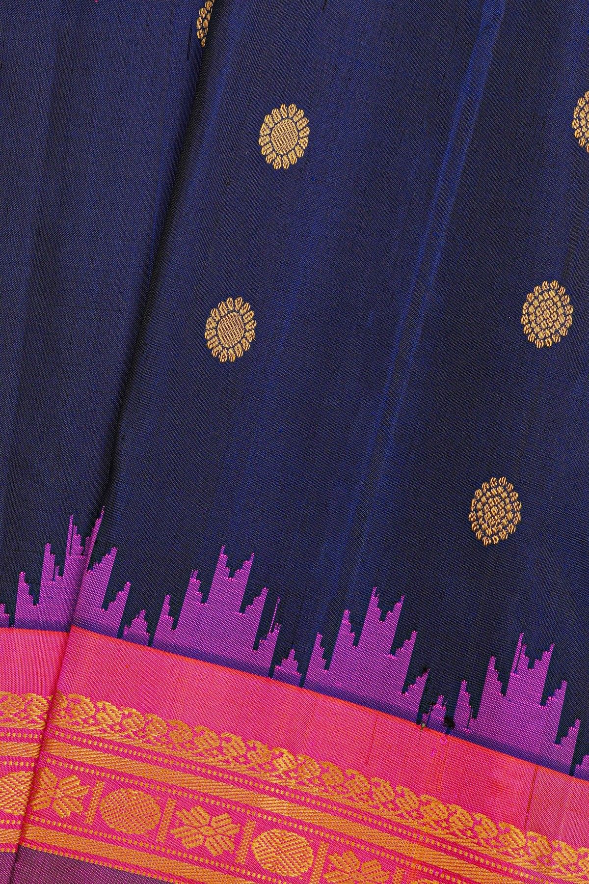 Gadwal Silk Navy Blue Saree