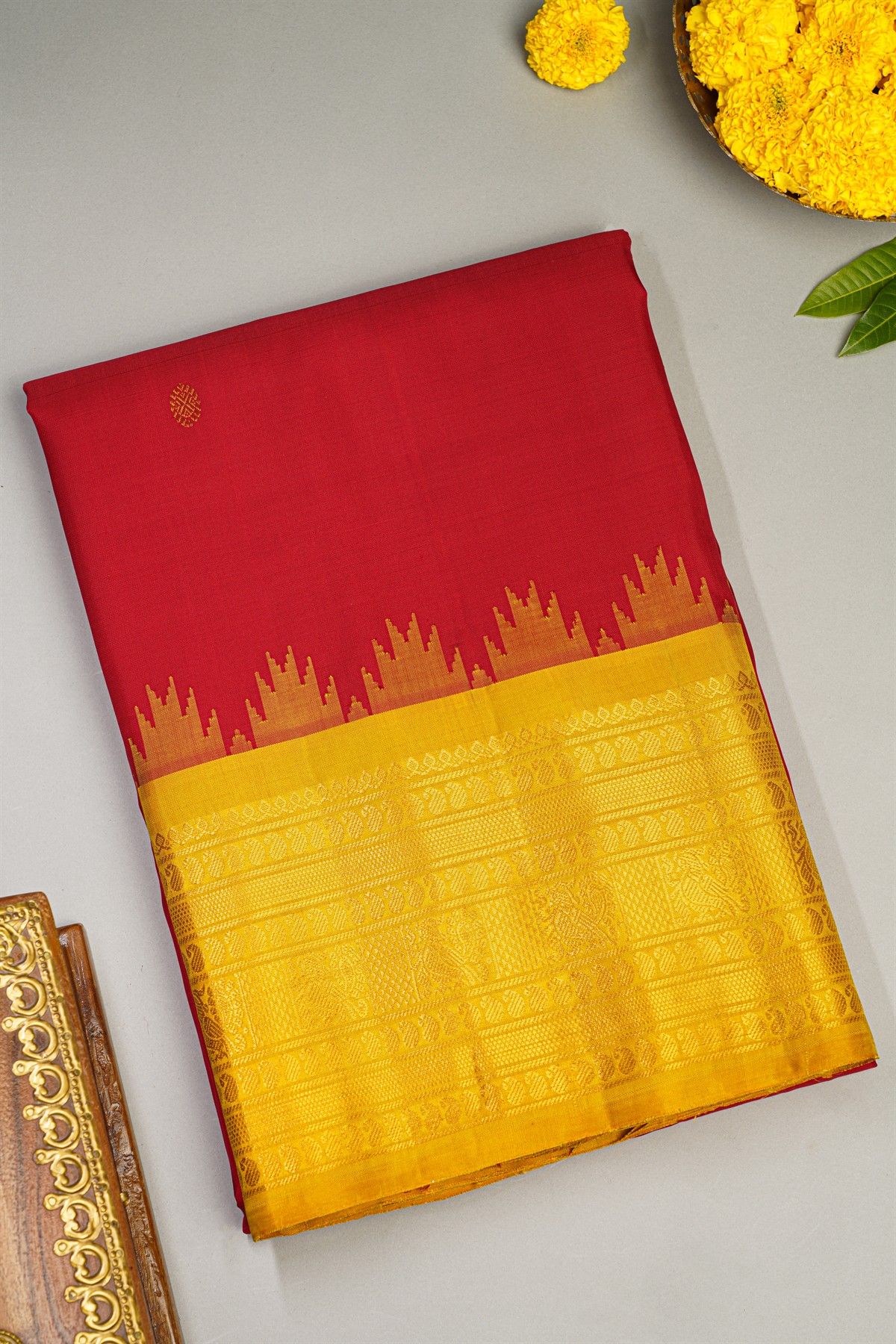 Gadwal Silk Red Saree
