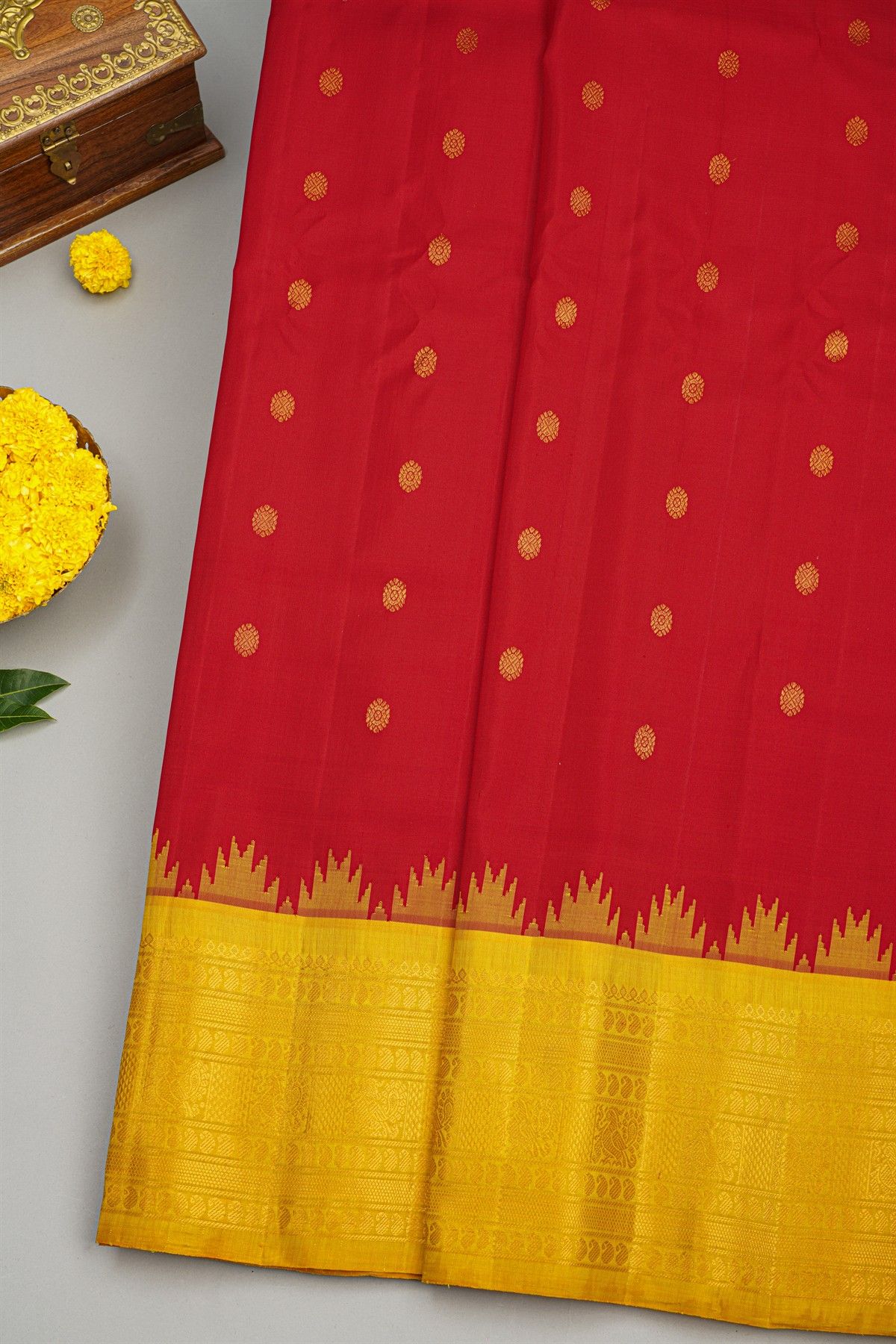 Gadwal Silk Red Saree