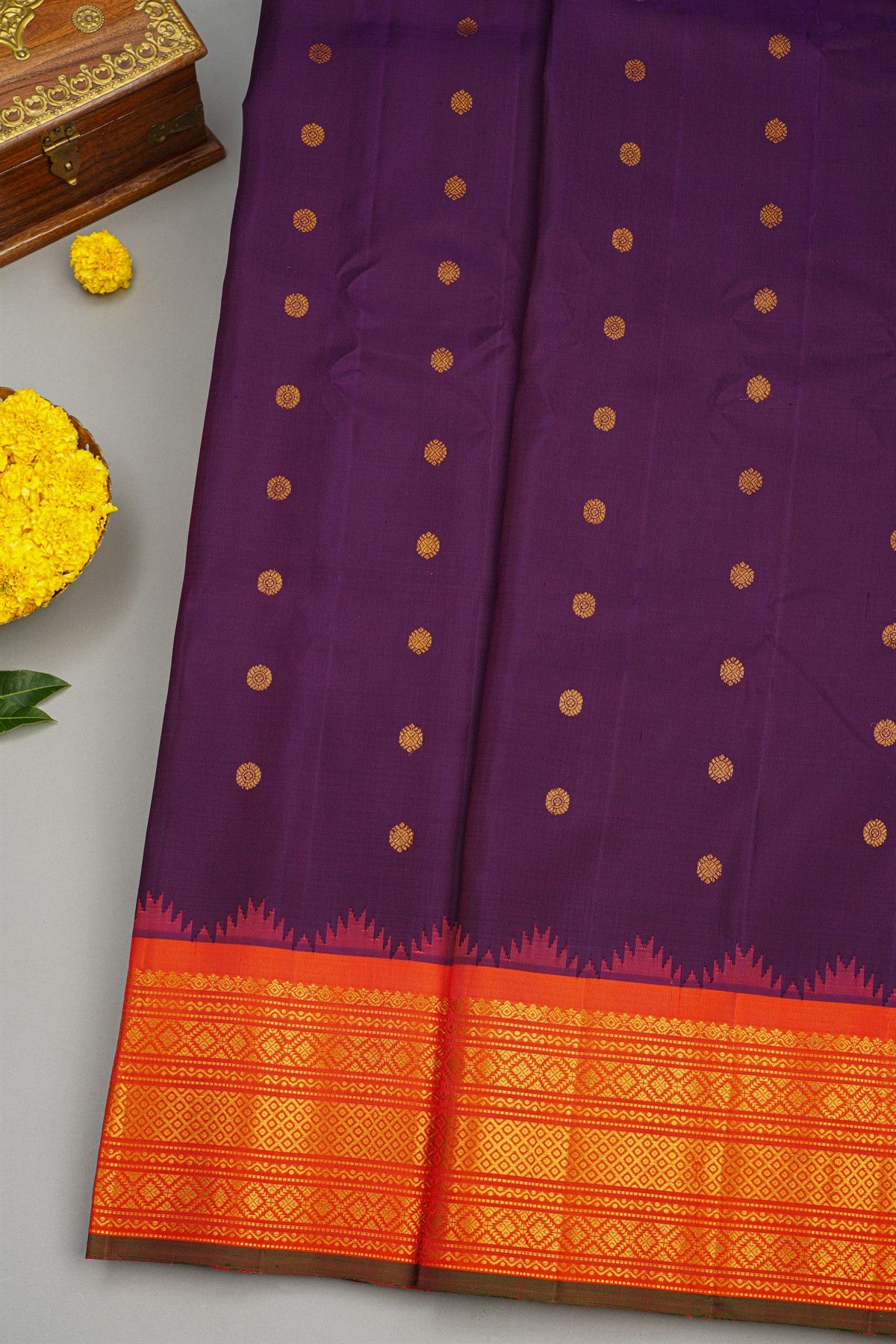 Gadwal Silk Dark Violet Saree