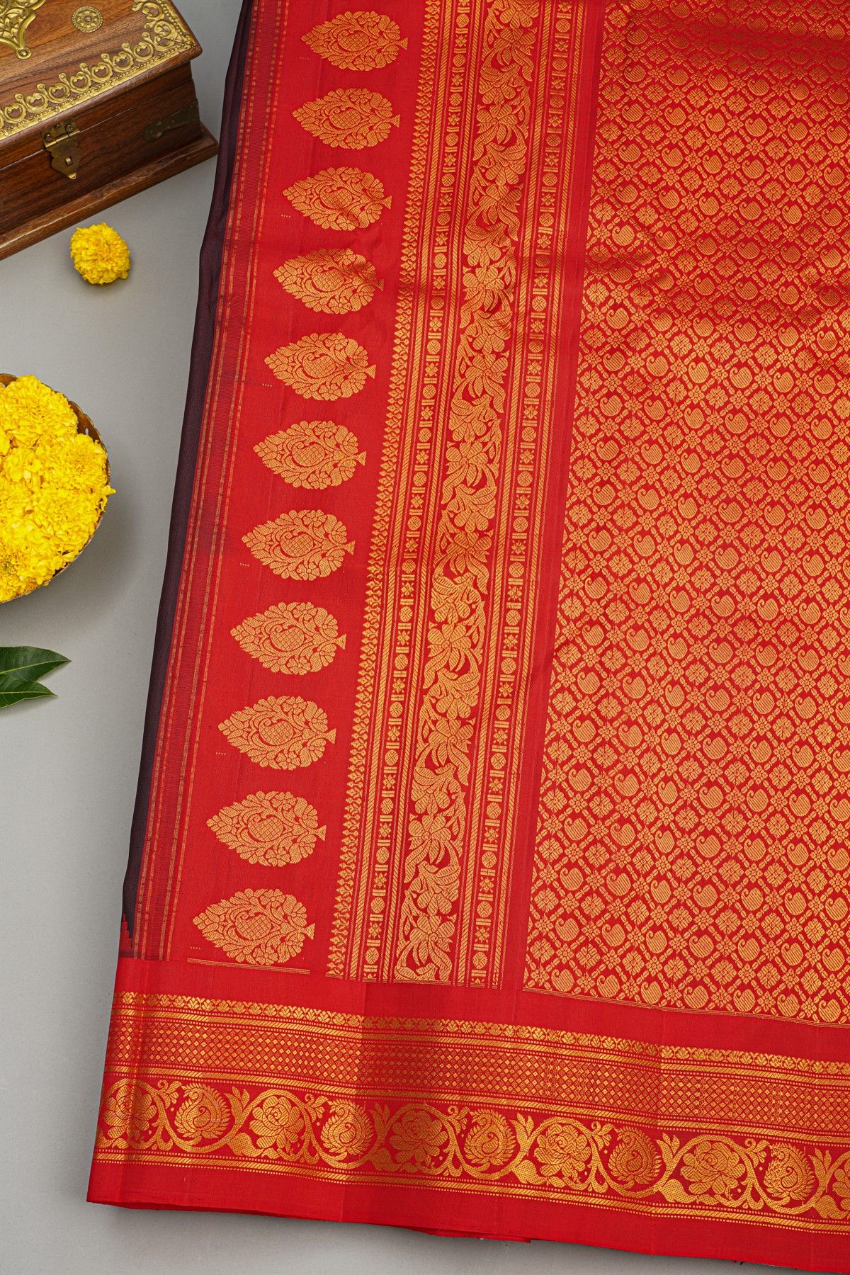Gadwal Silk Brown Saree