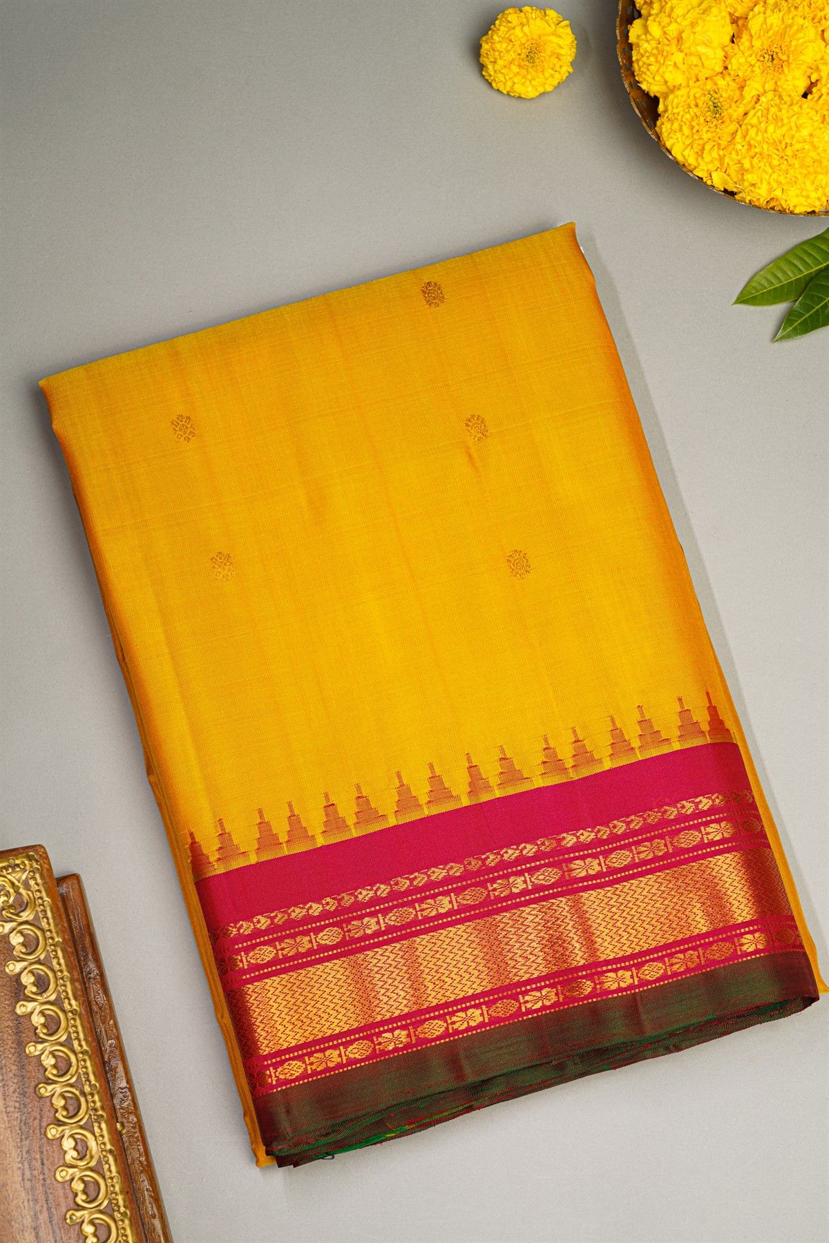 Gadwal Silk Mustard Saree