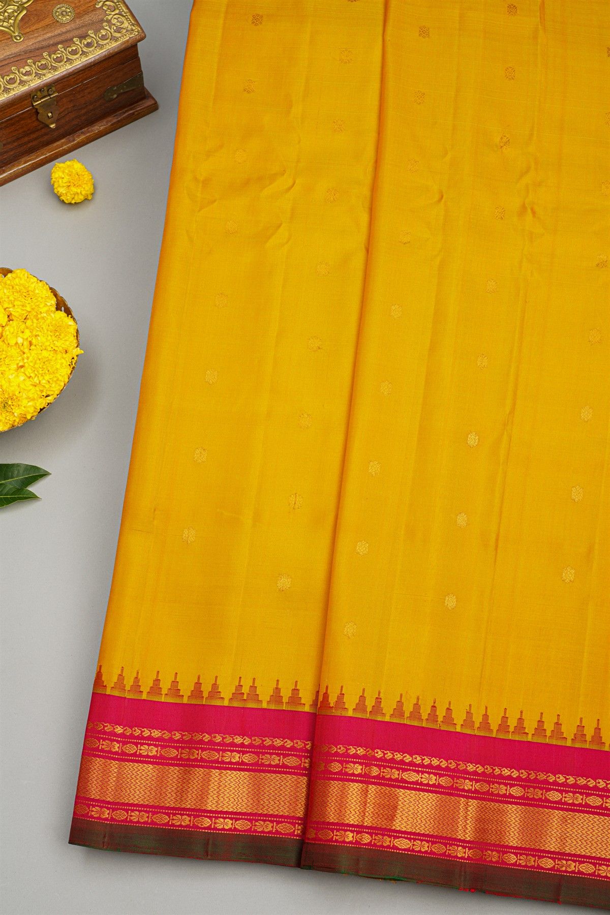 Gadwal Silk Mustard Saree