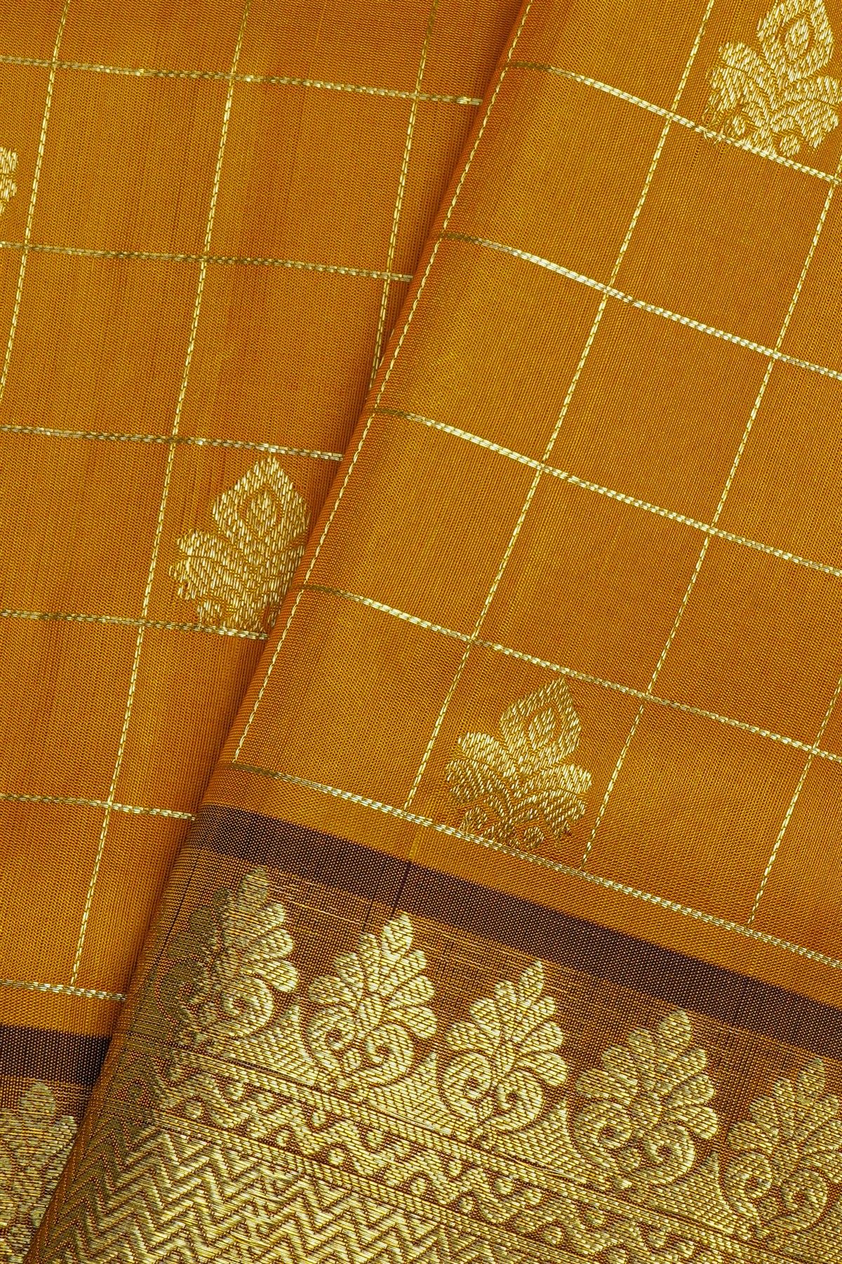Venkatagiri Silk Mustard And Orange Saree