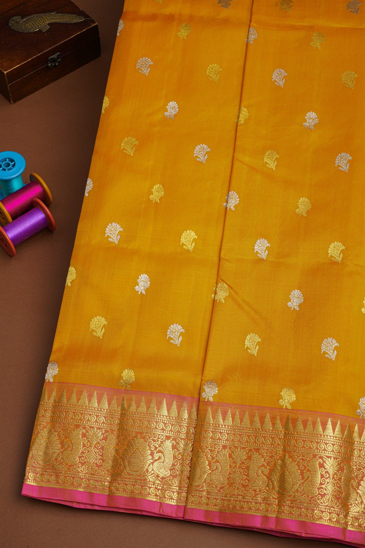 Venkatagiri Silk Mustard Saree