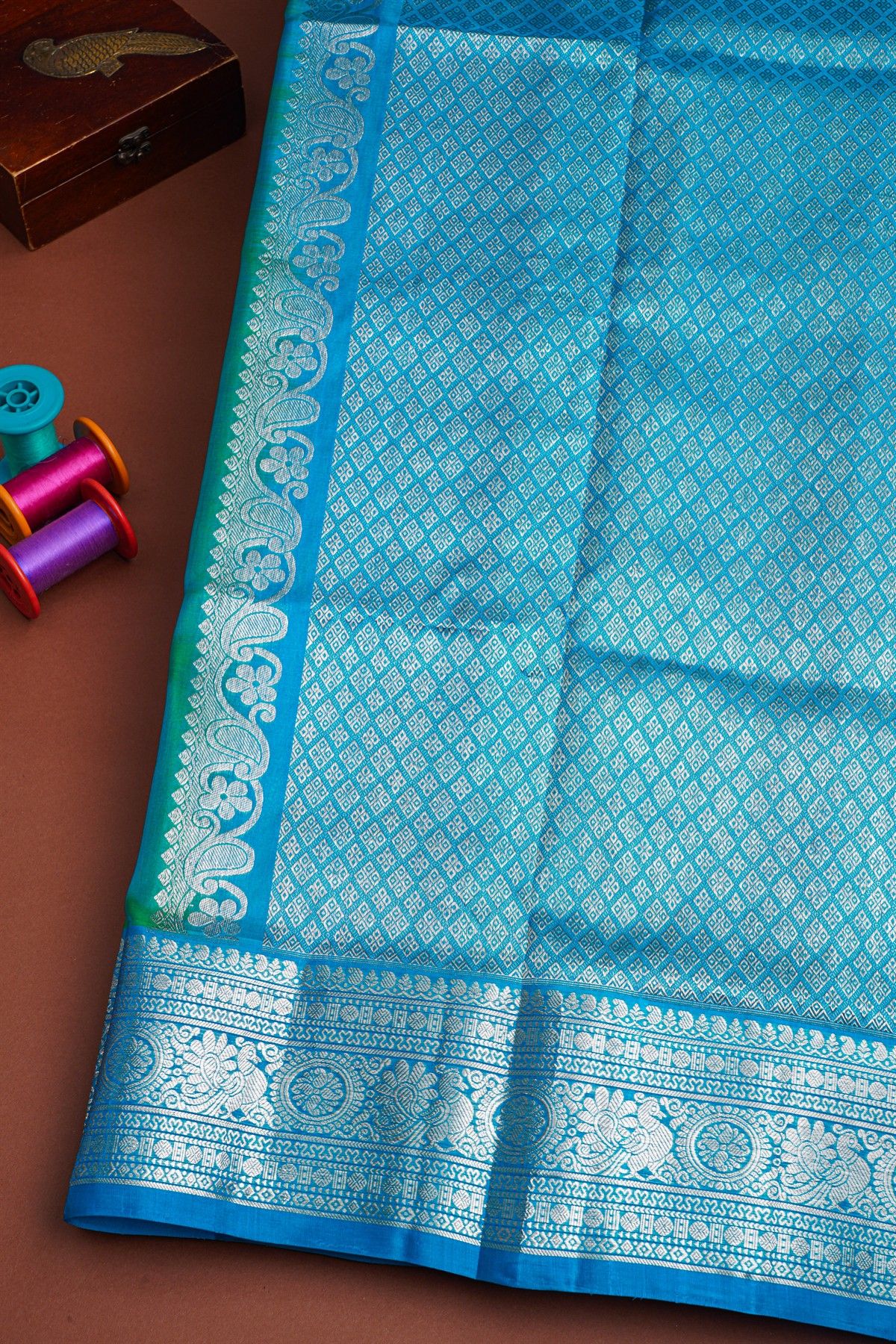 Venkatagiri Silk Peacock Green Saree