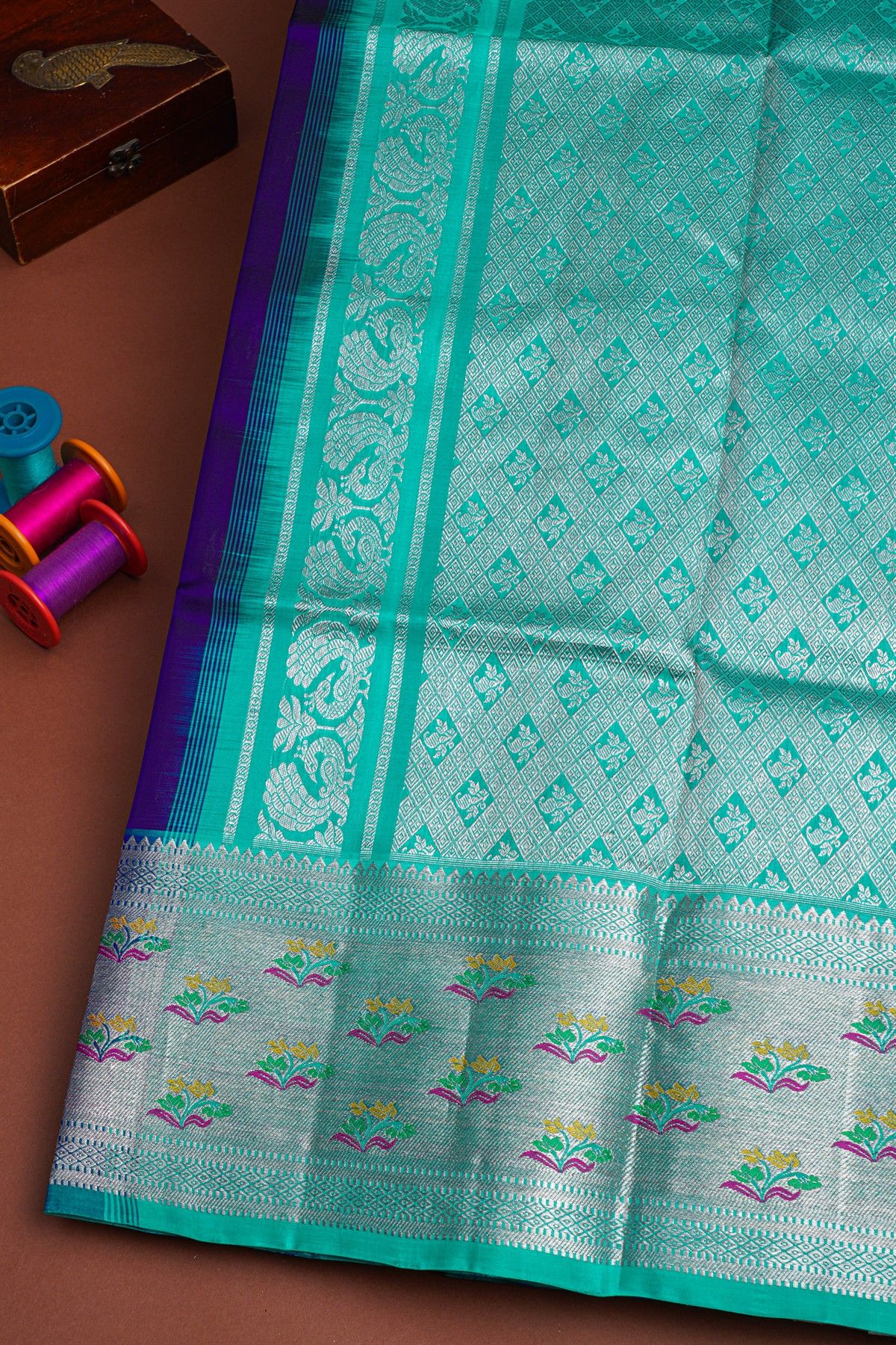 Venkatagiri Silk Navy Blue Saree