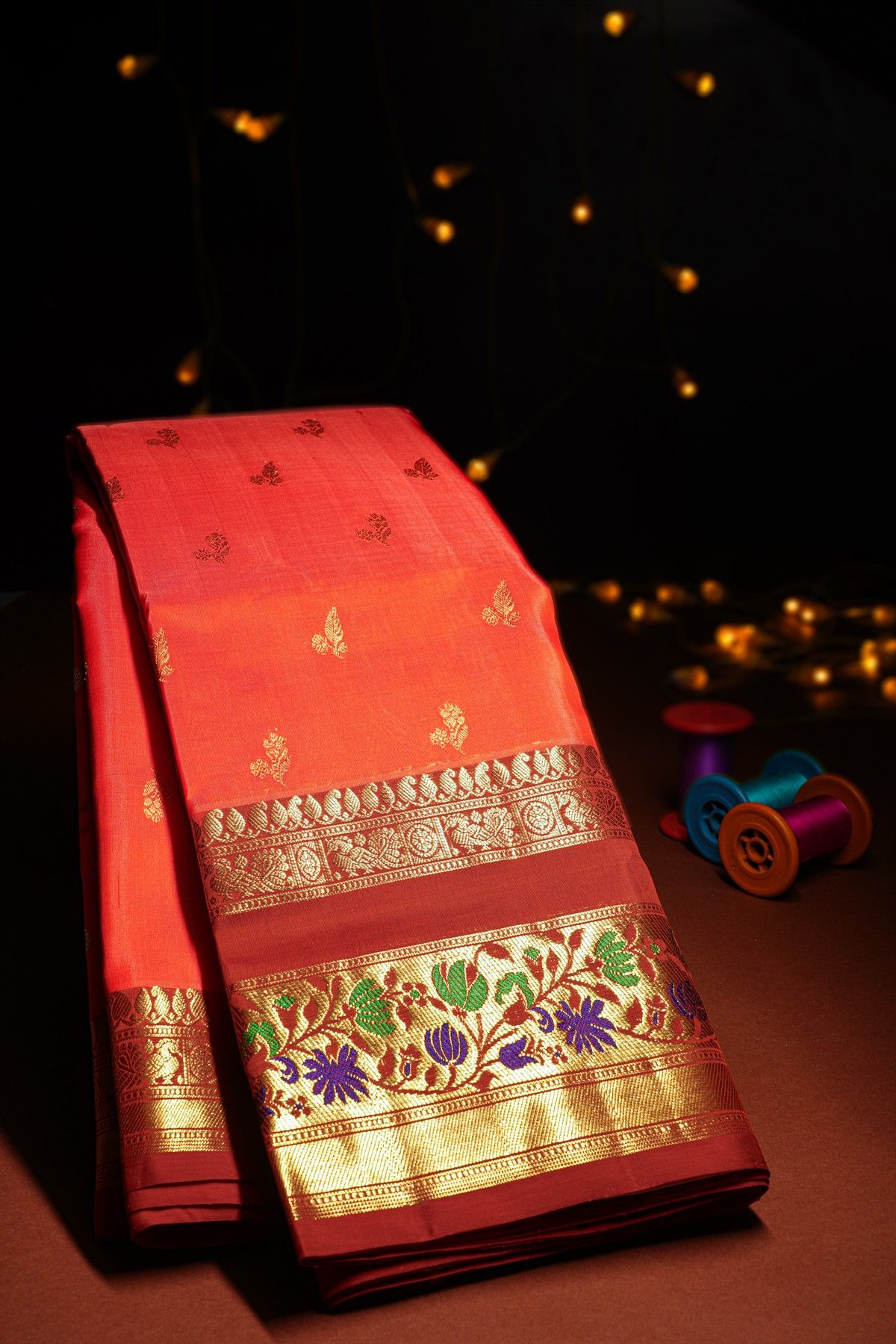 Venkatagiri Silk Peach Saree
