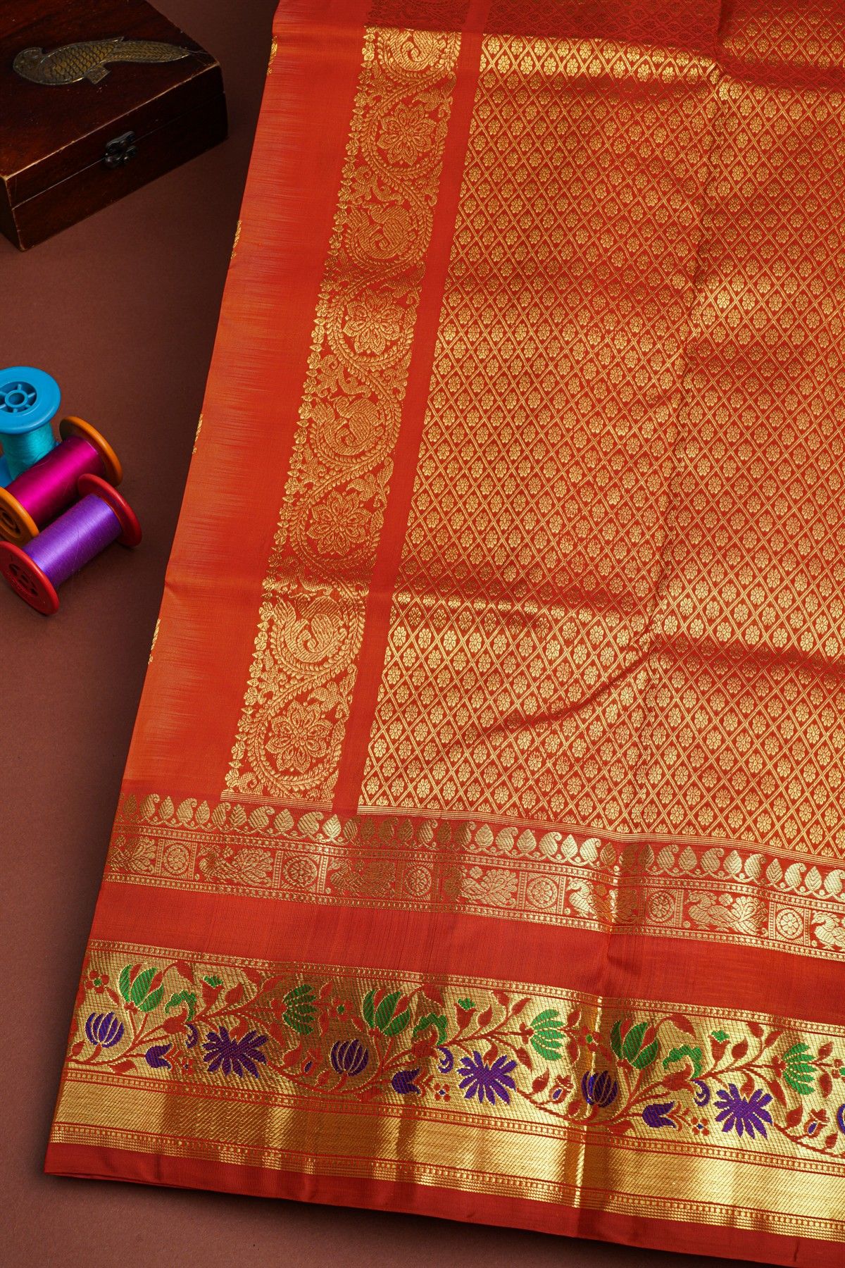 Venkatagiri Silk Peach Saree