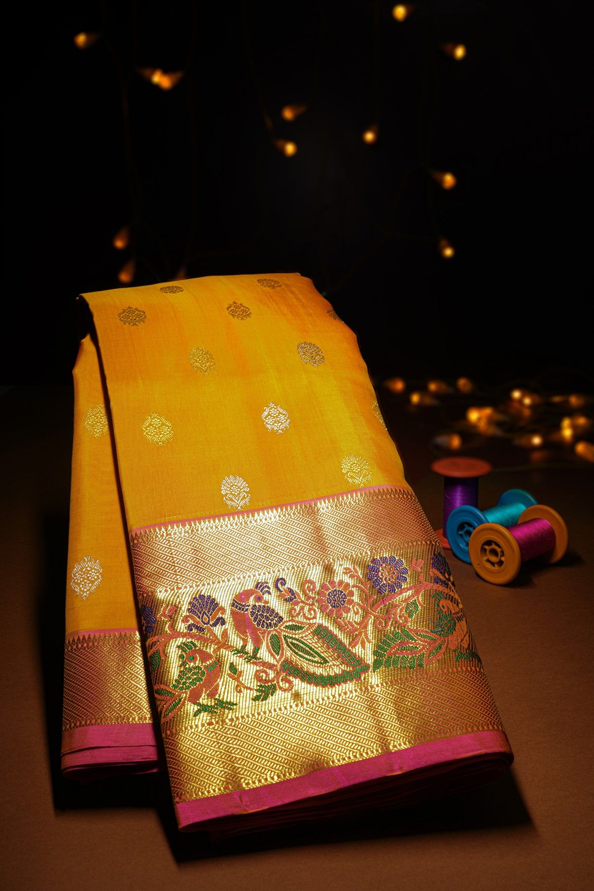 Venkatagiri Silk Mustard Saree