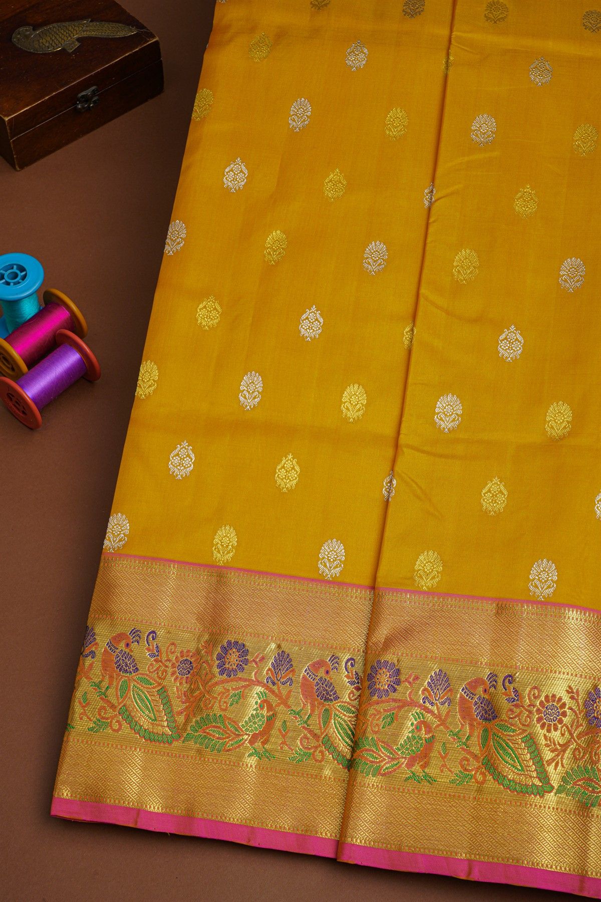 Venkatagiri Silk Mustard Saree