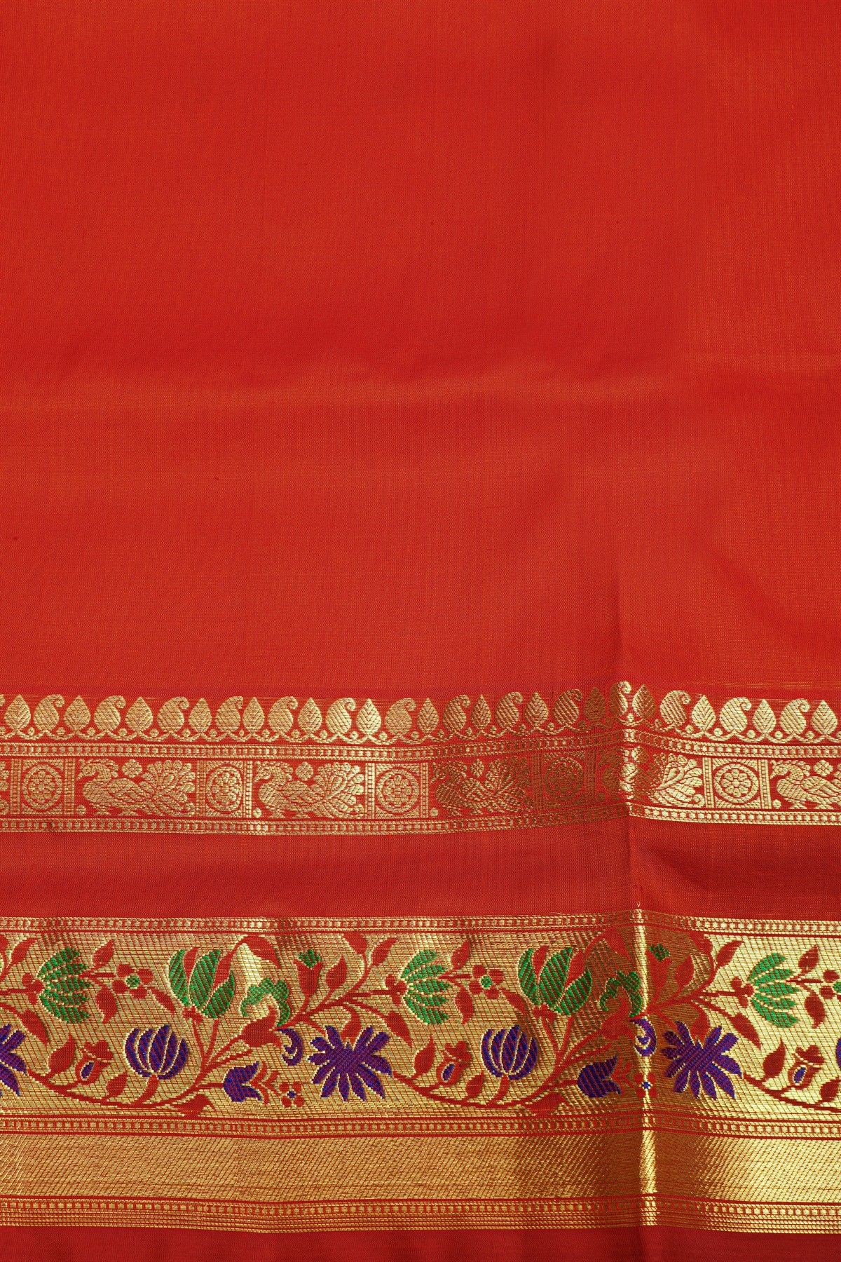 Venkatagiri Silk Orange And Red Saree
