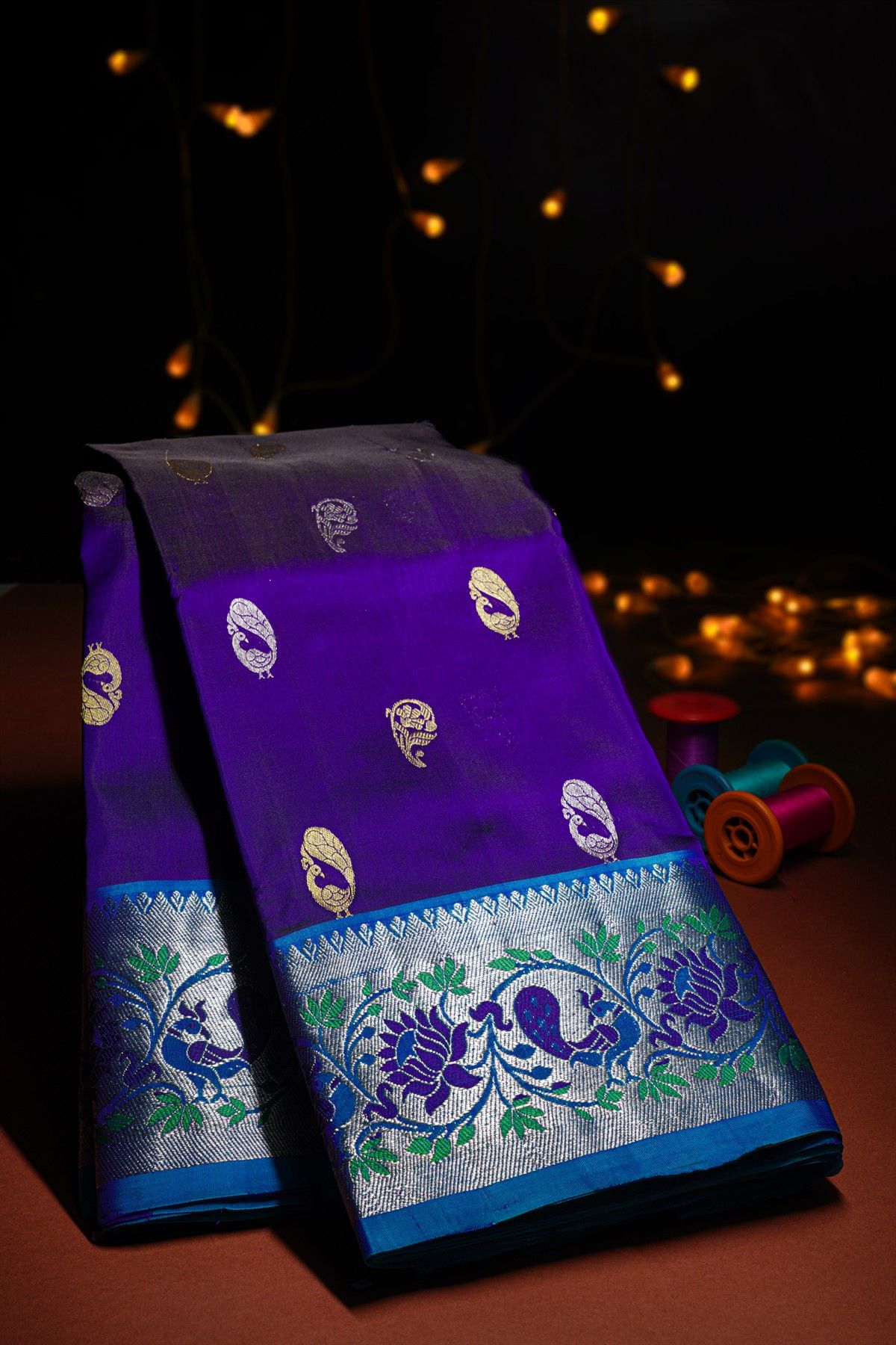 Venkatagiri Silk Navy Blue Saree