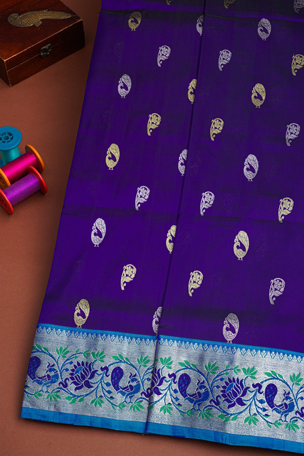 Venkatagiri Silk Navy Blue Saree