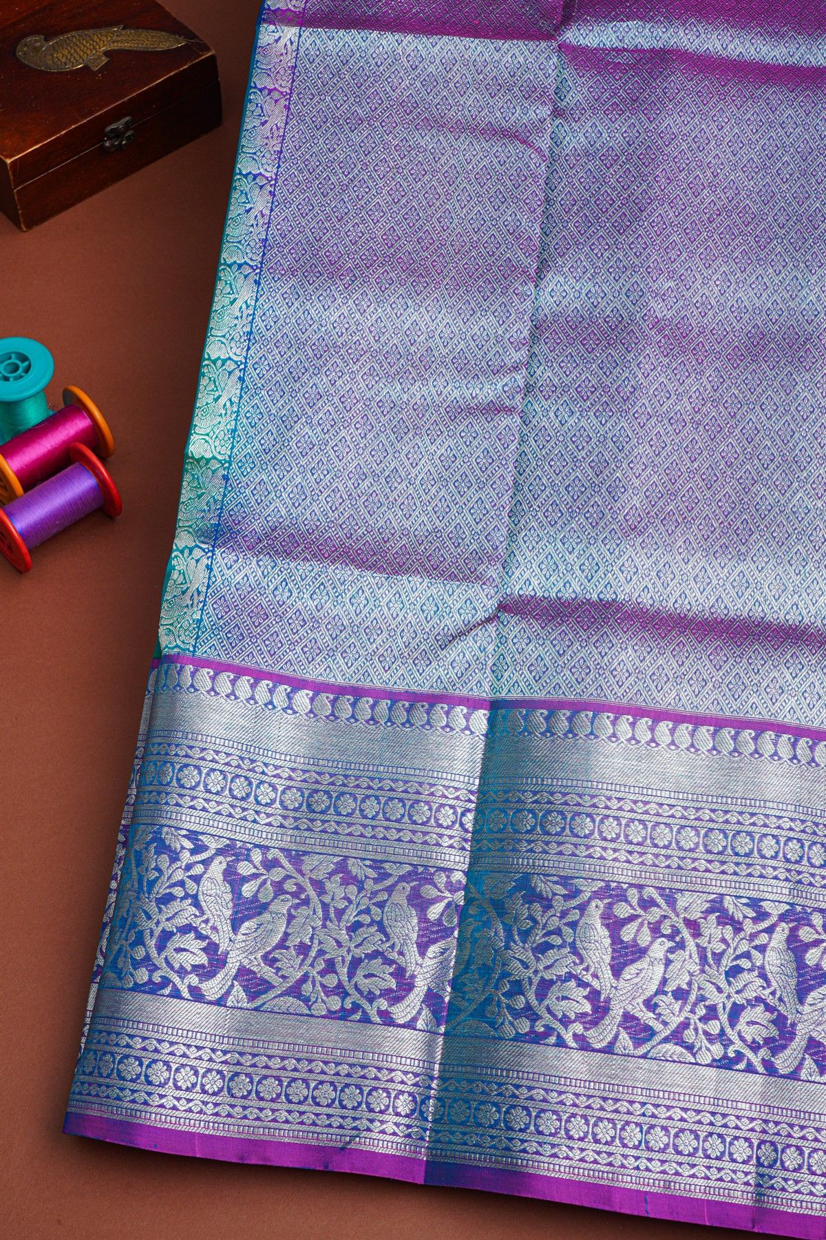 Venkatagiri Silk Peacock Green Saree