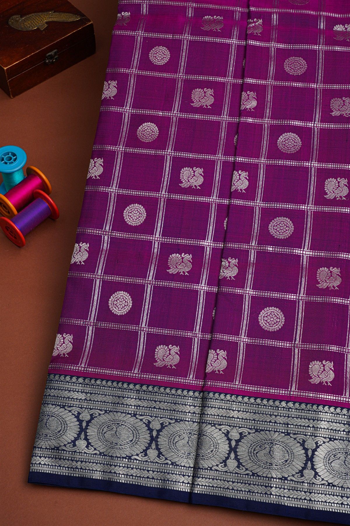 Venkatagiri Silk Dark Purple Saree