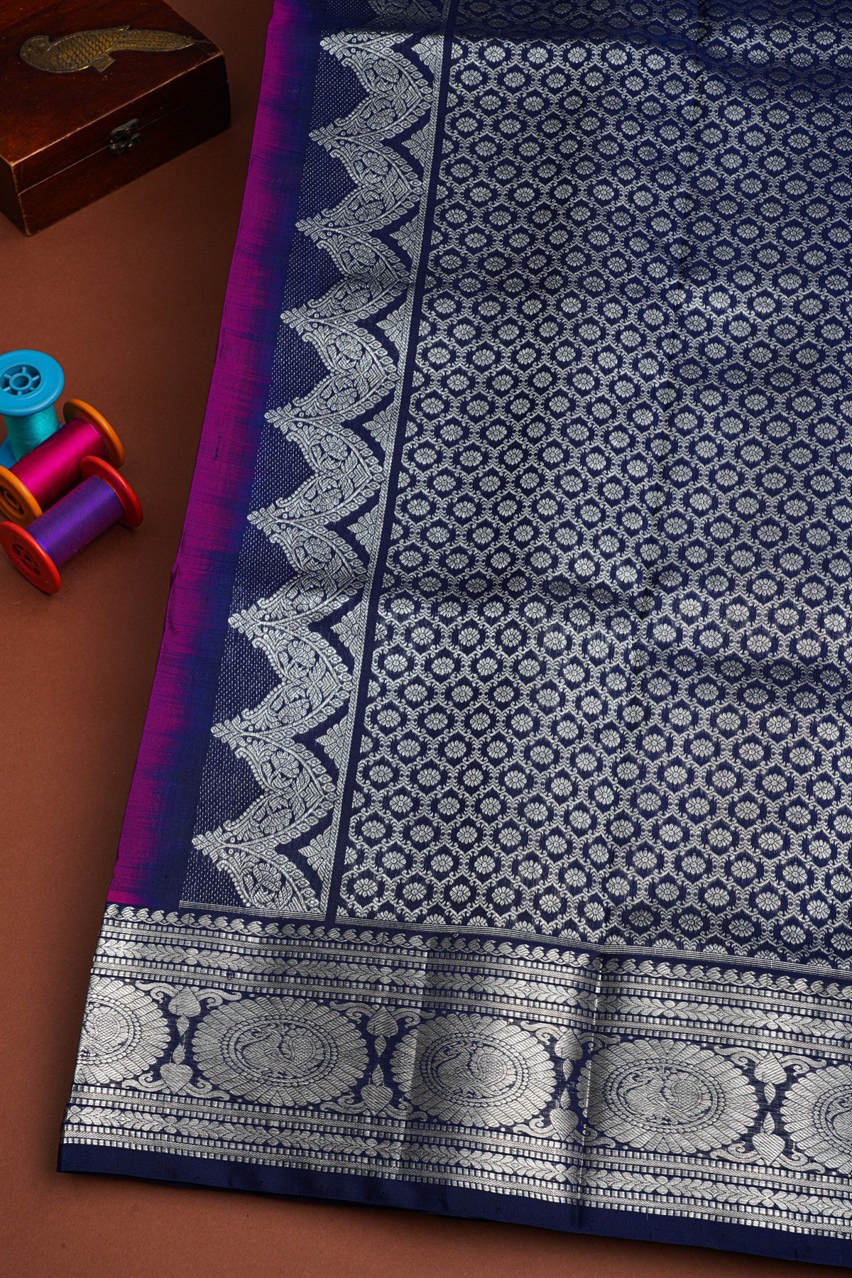 Venkatagiri Silk Dark Purple Saree