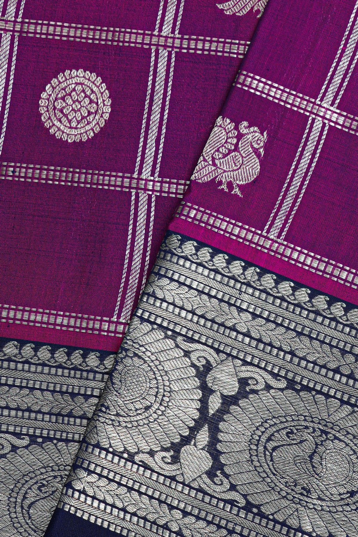 Venkatagiri Silk Dark Purple Saree