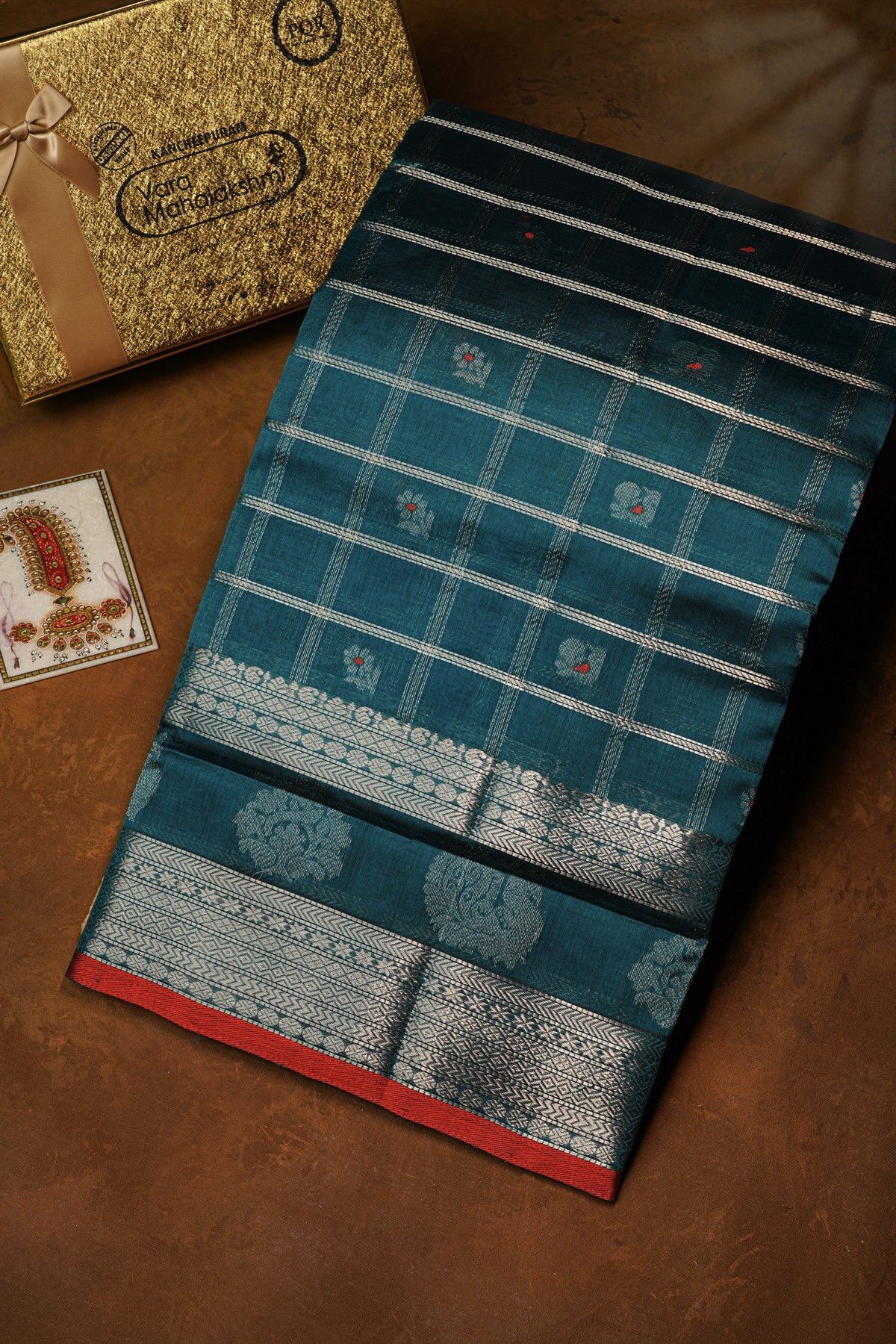 Kuppadam Sico Peacock Blue Saree