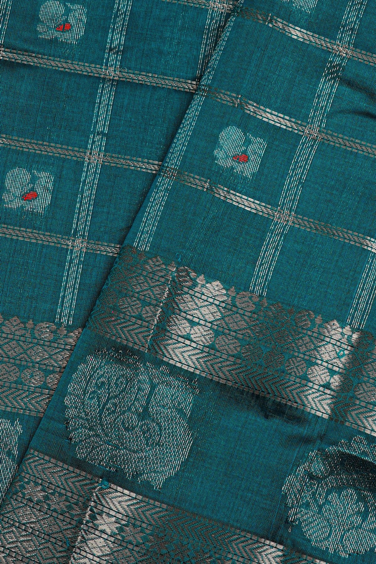 Kuppadam Sico Peacock Blue Saree
