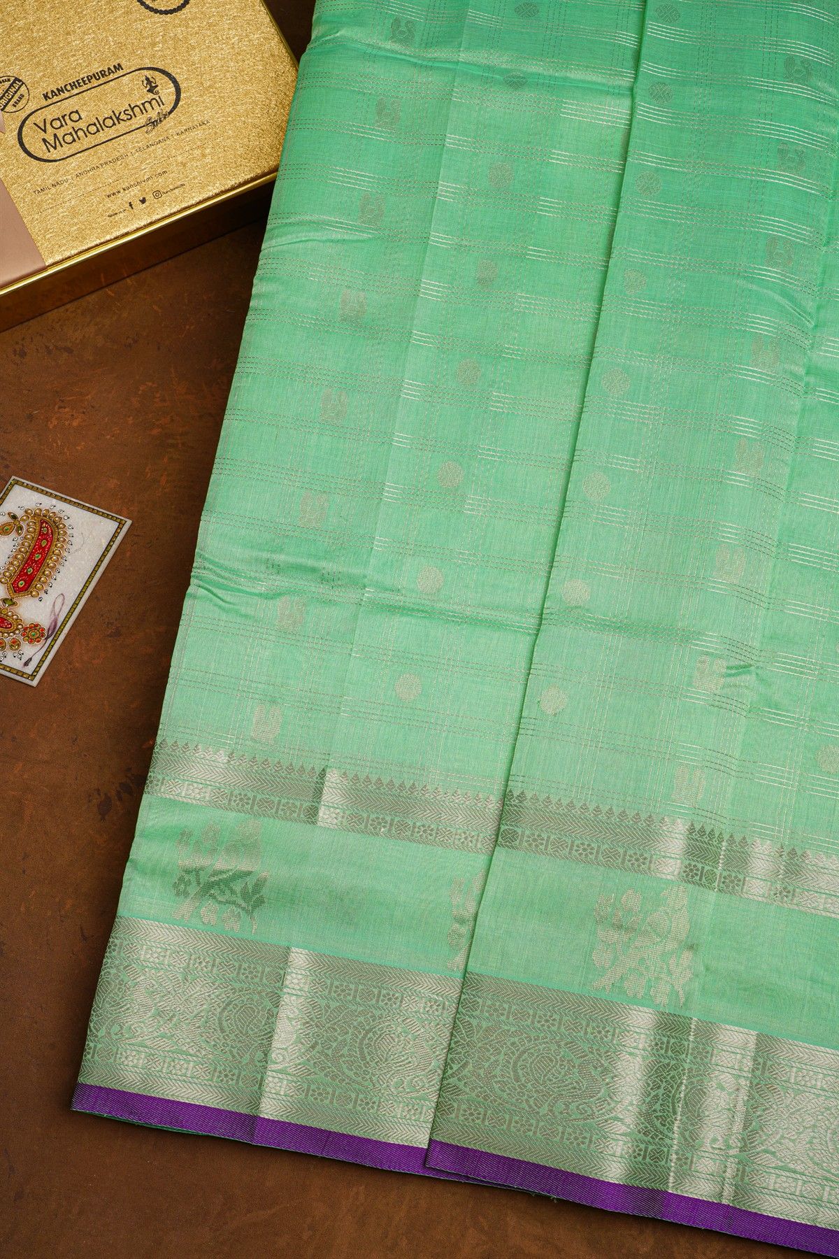 Kuppadam Sico Pista Green Saree