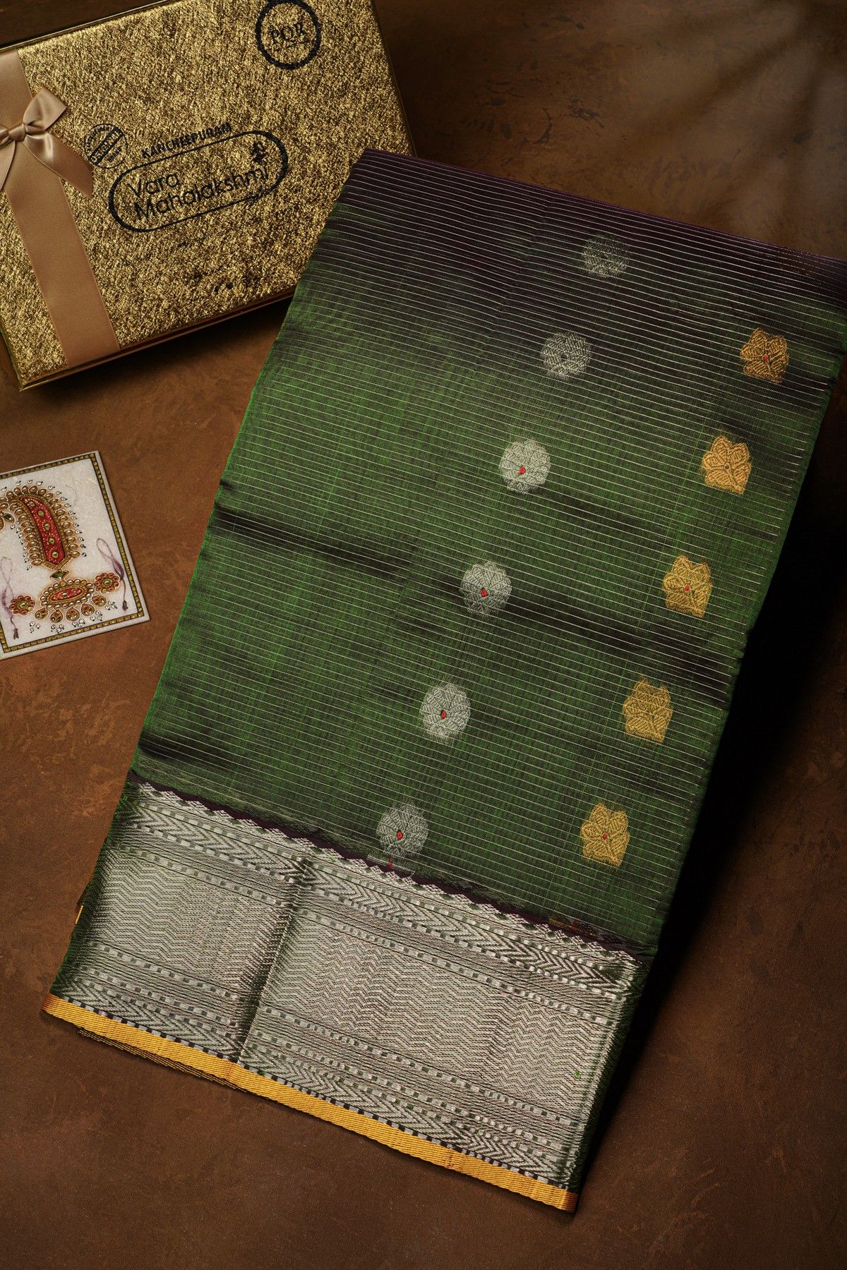 Kuppadam Sico Bottle Green Saree