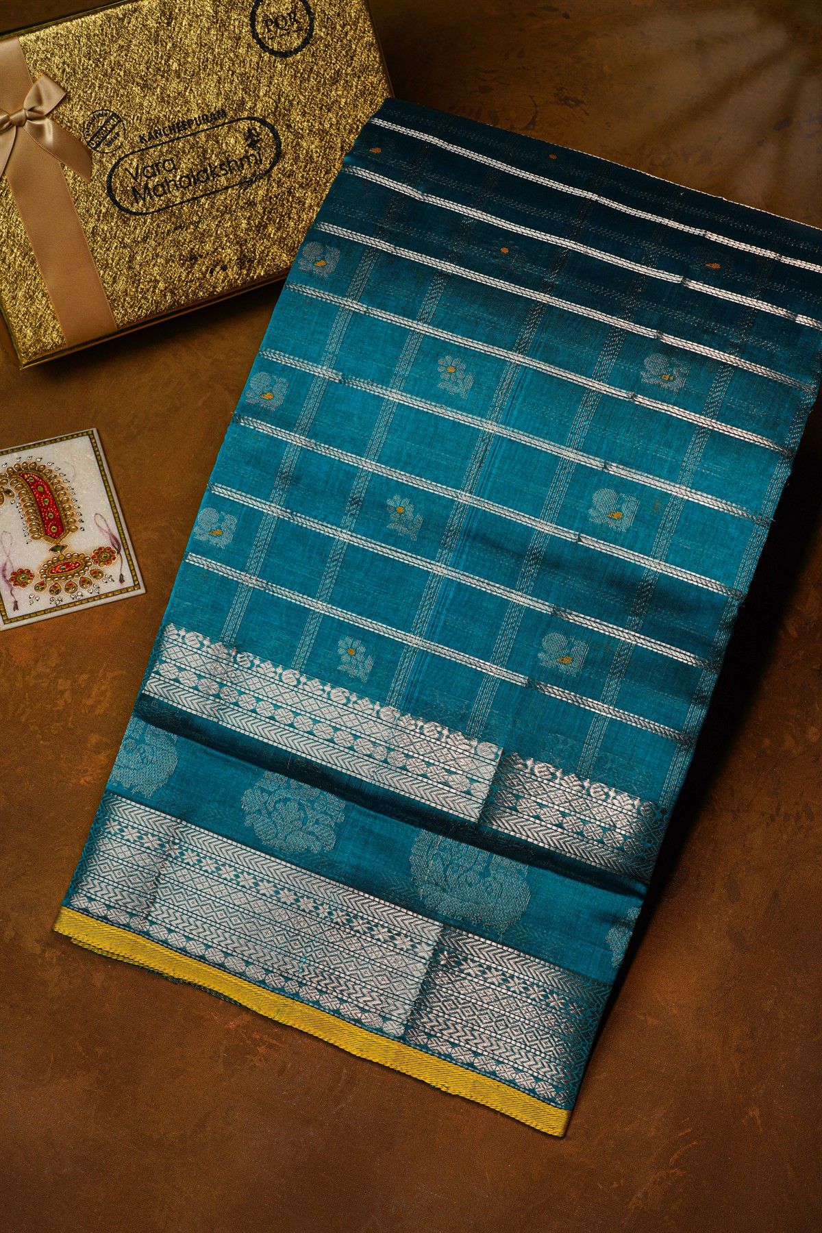 Kuppadam Sico Peacock Blue Saree