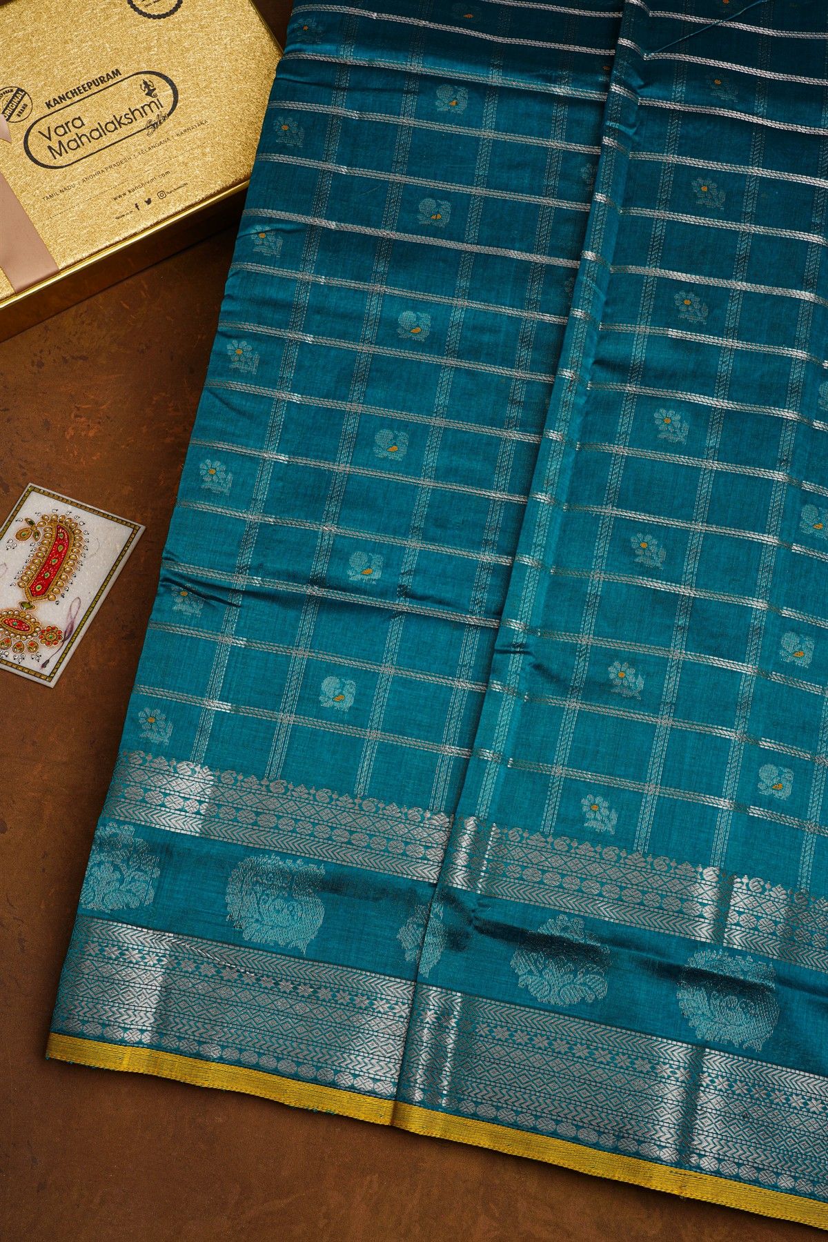 Kuppadam Sico Peacock Blue Saree