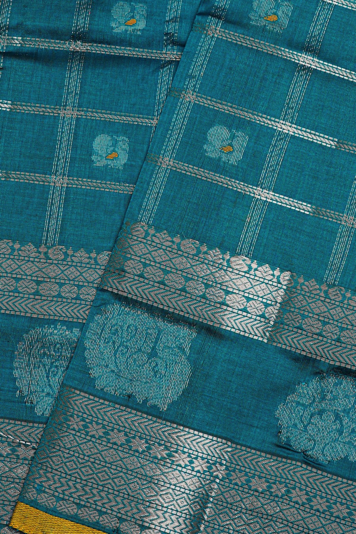 Kuppadam Sico Peacock Blue Saree