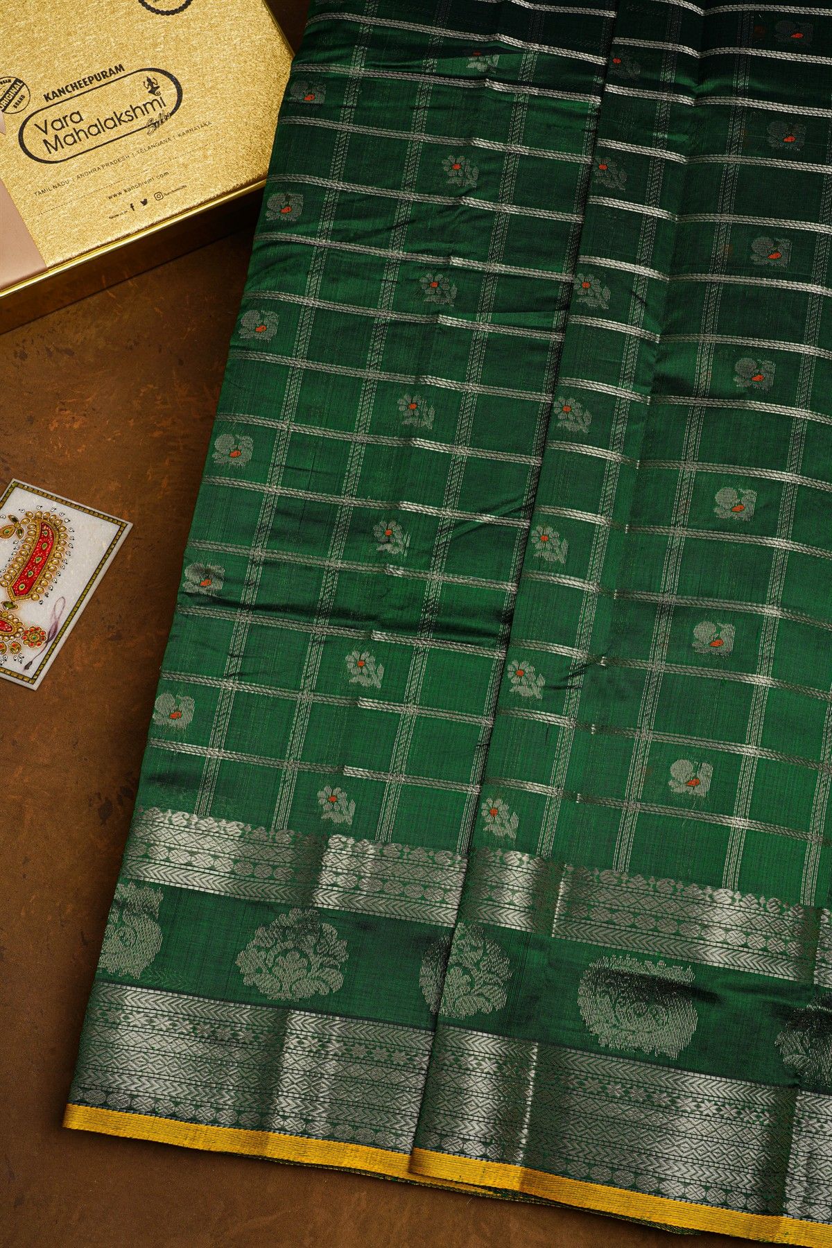 Kuppadam Sico Bottle Green Saree