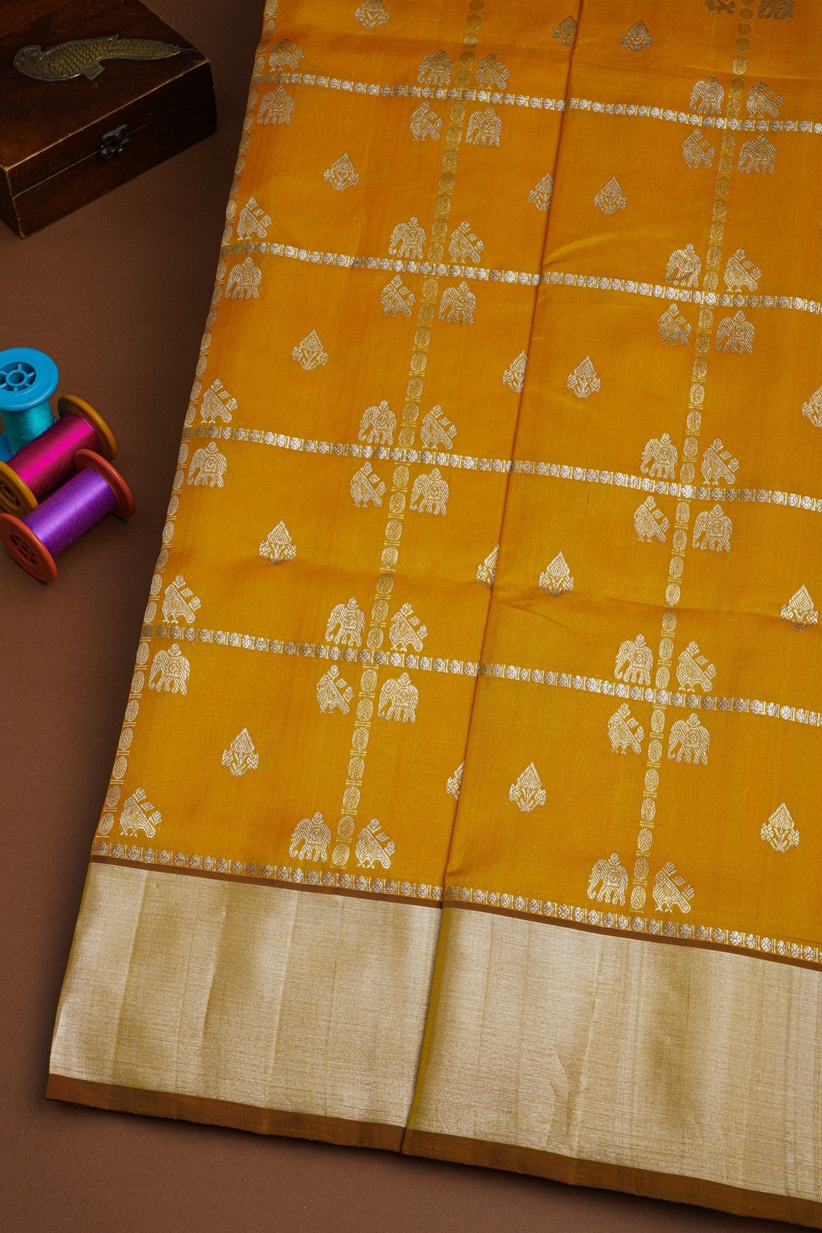 Venkatagiri Silk Mustard Saree