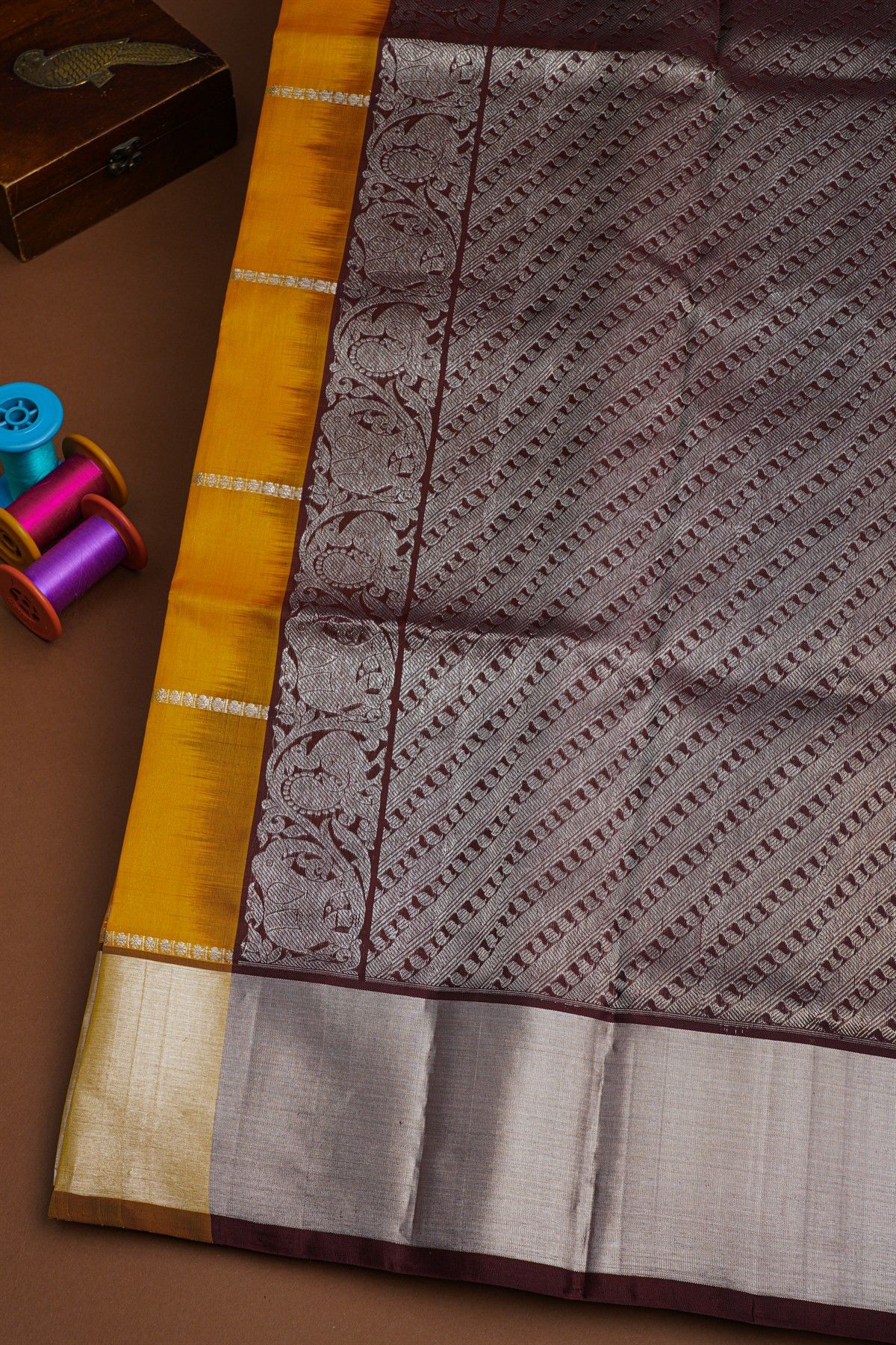 Venkatagiri Silk Mustard Saree