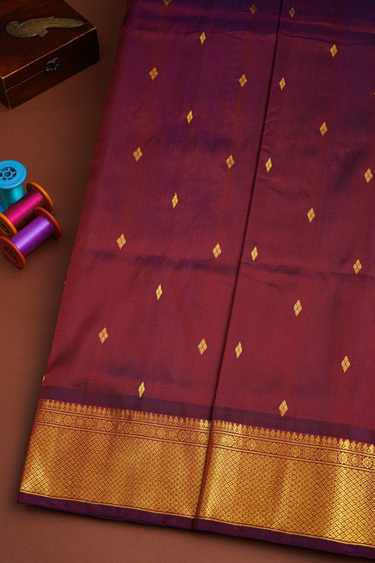Venkatagiri Silk Maroon Saree