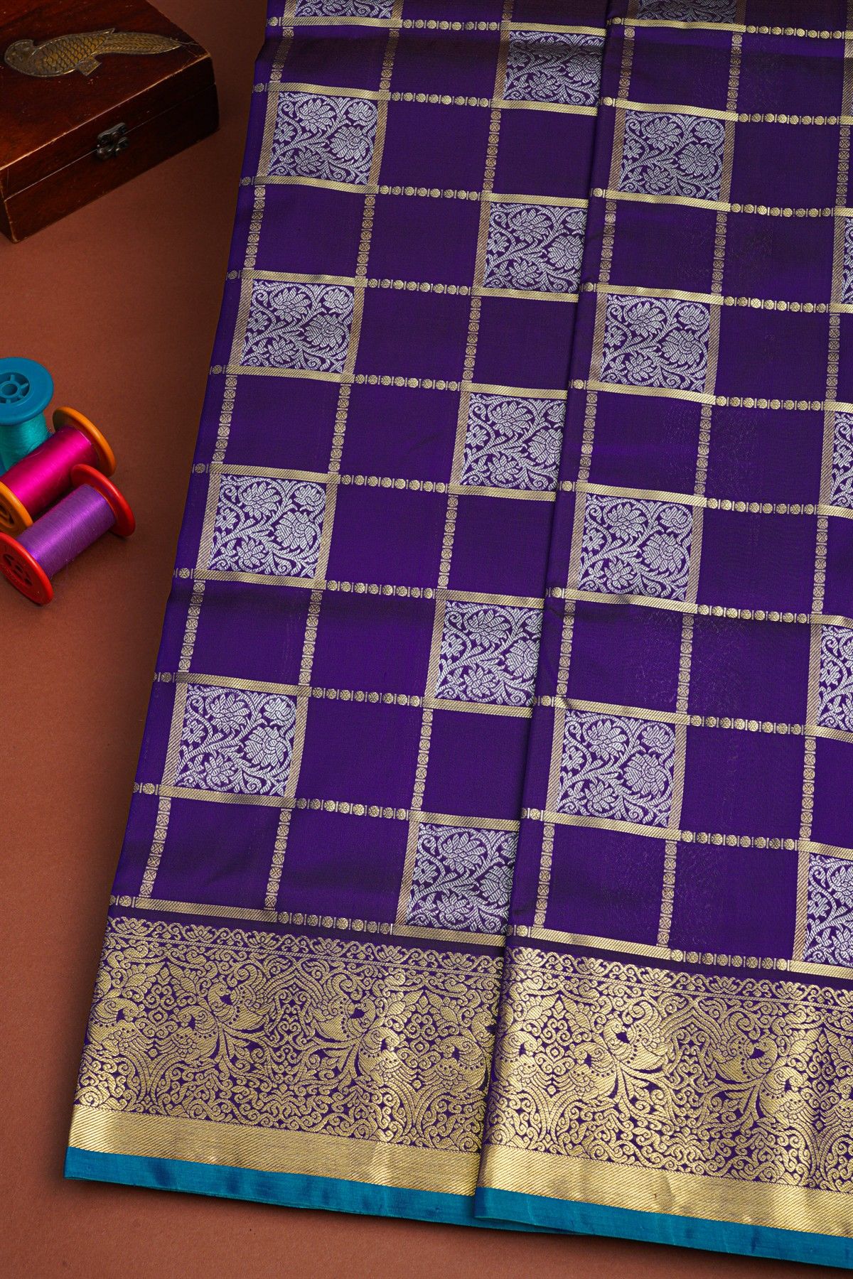 Venkatagiri Silk Navy Blue Saree