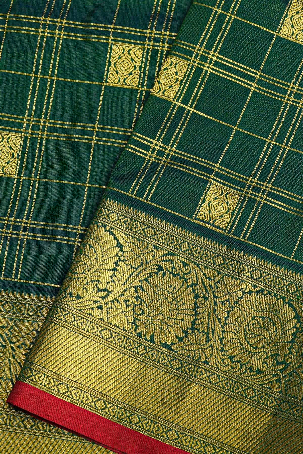 Venkatagiri Silk Bottle Green Saree