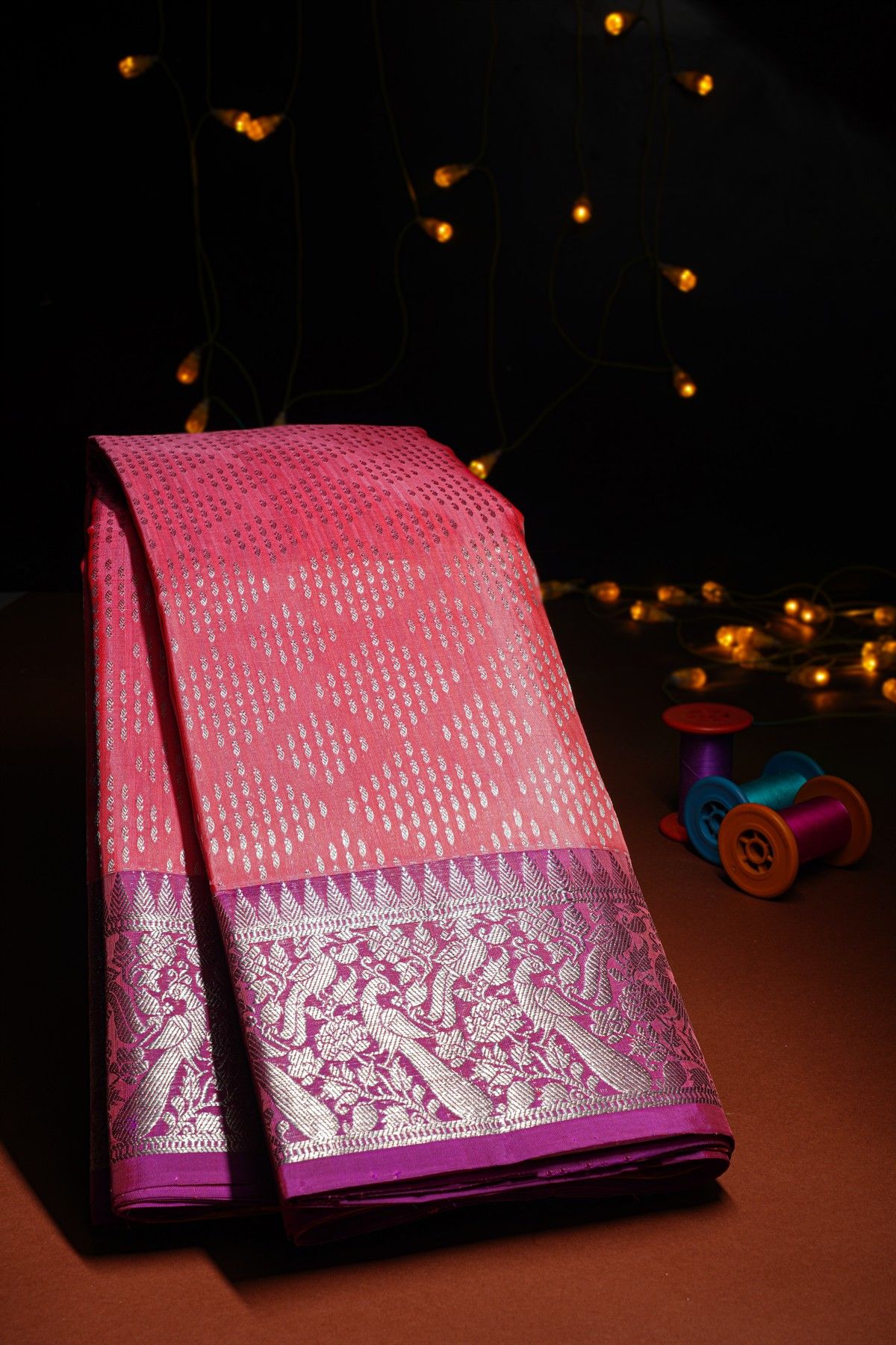 Venkatagiri Silk Peach Saree