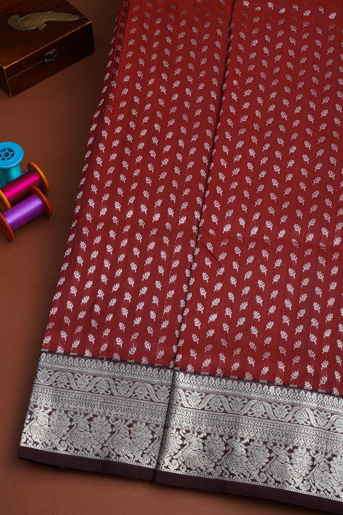 Venkatagiri Silk Maroon Saree
