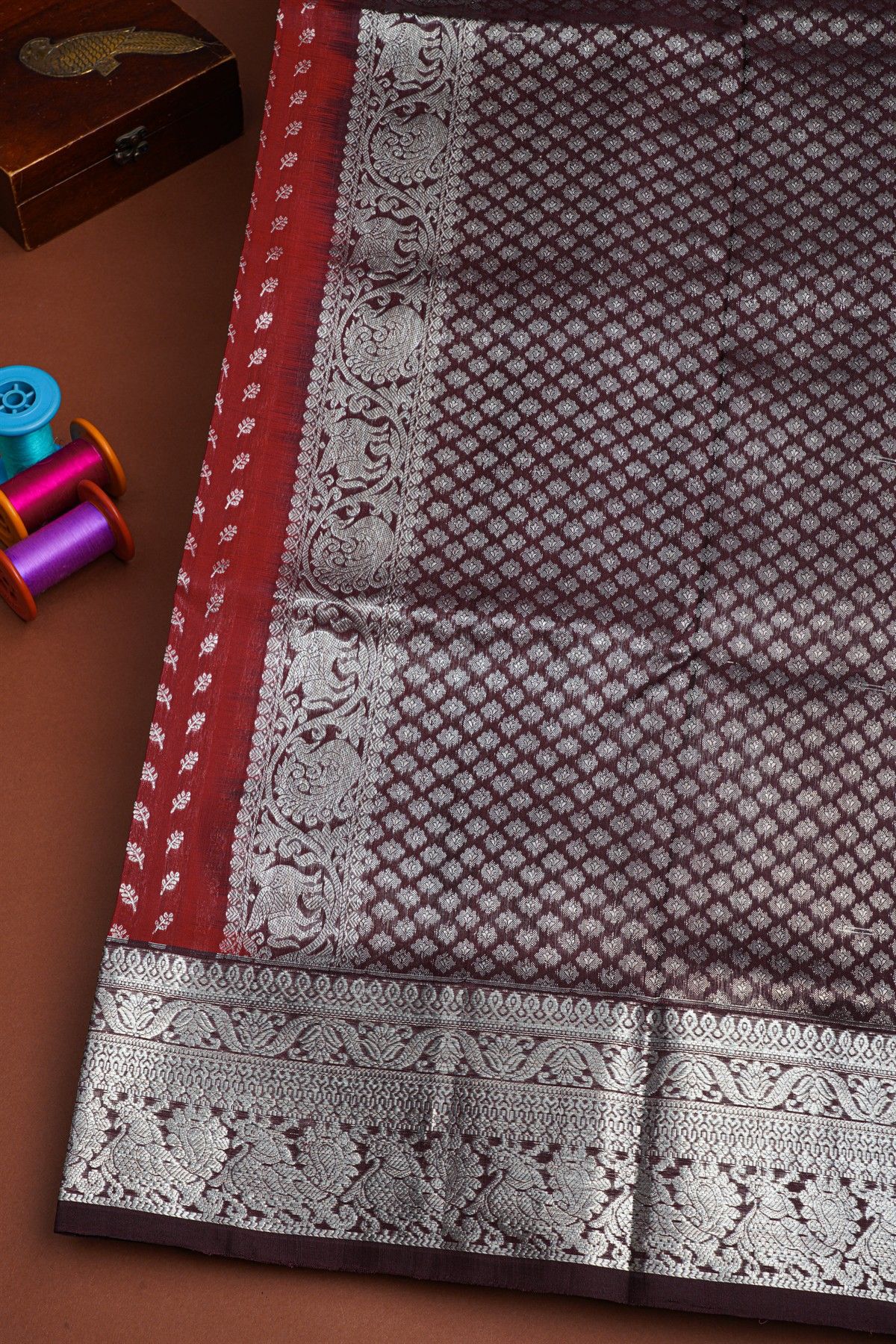 Venkatagiri Silk Maroon Saree