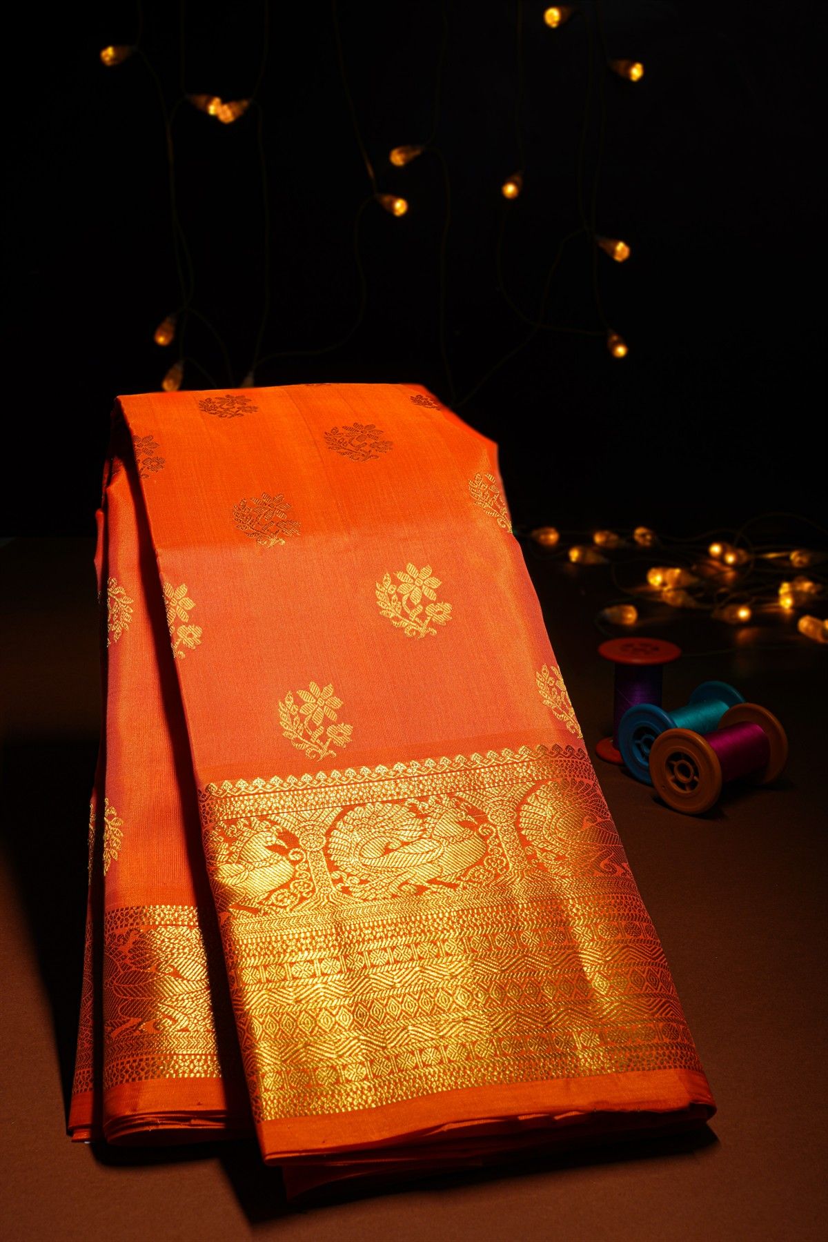 Venkatagiri Silk Orange Saree
