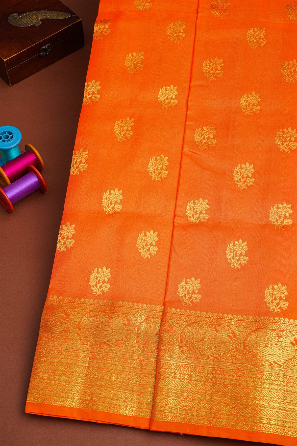 Venkatagiri Silk Orange Saree