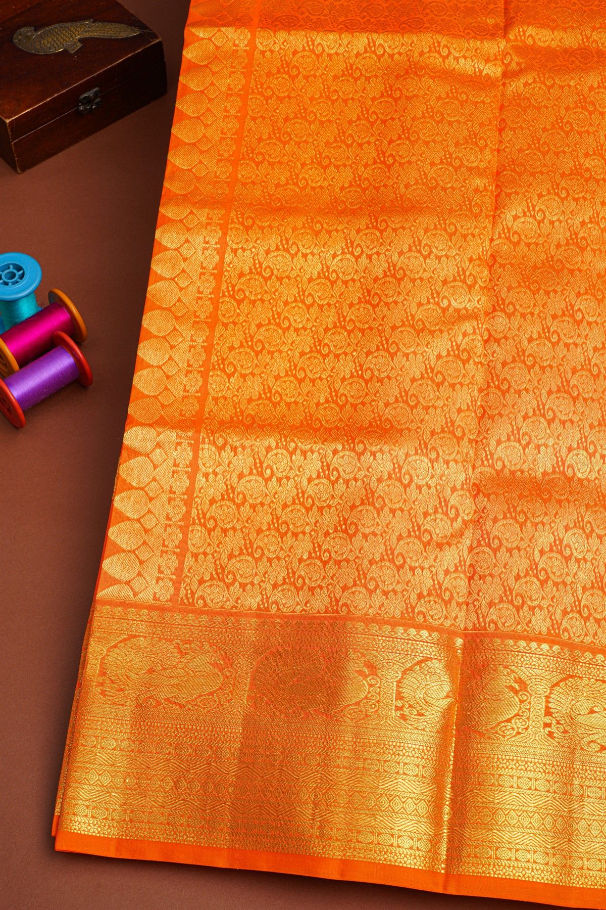 Venkatagiri Silk Orange Saree