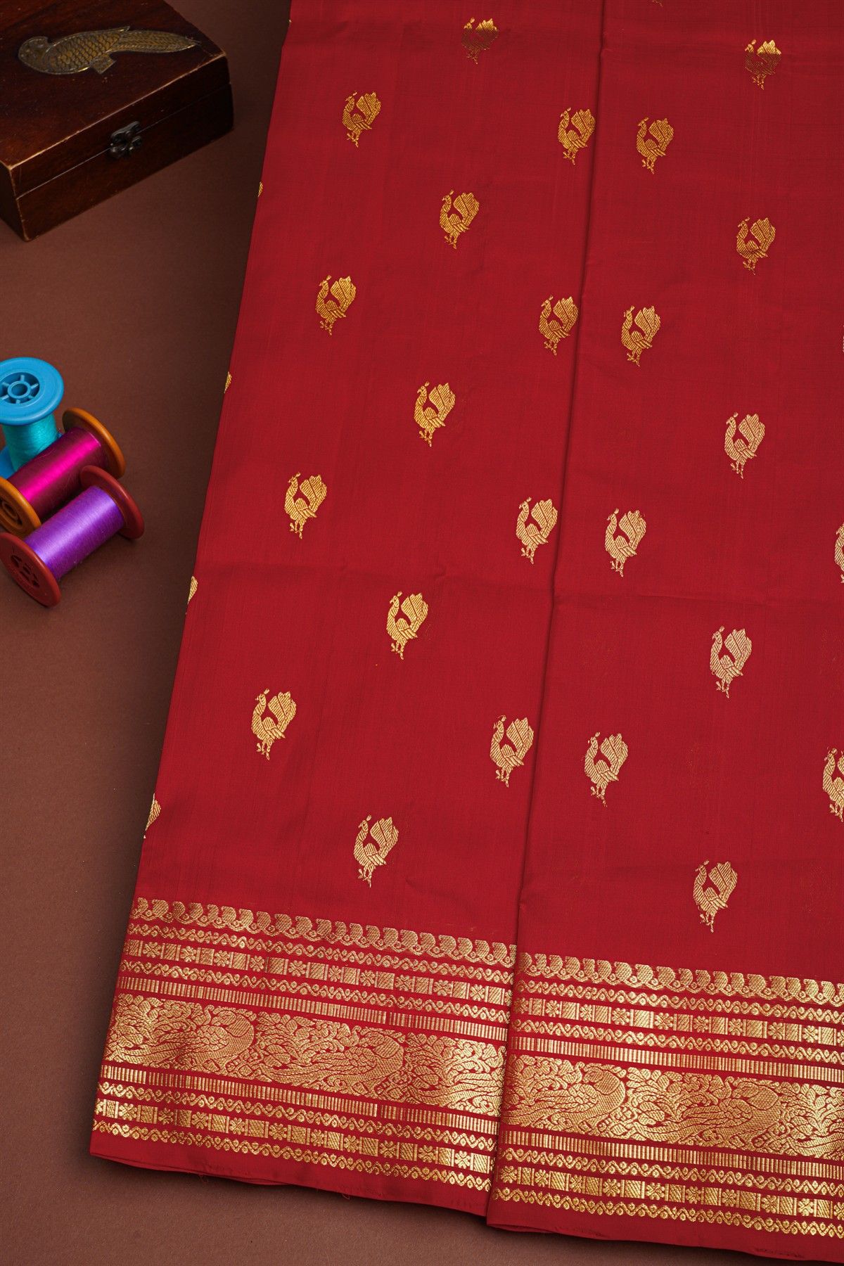 Venkatagiri Silk Red Saree