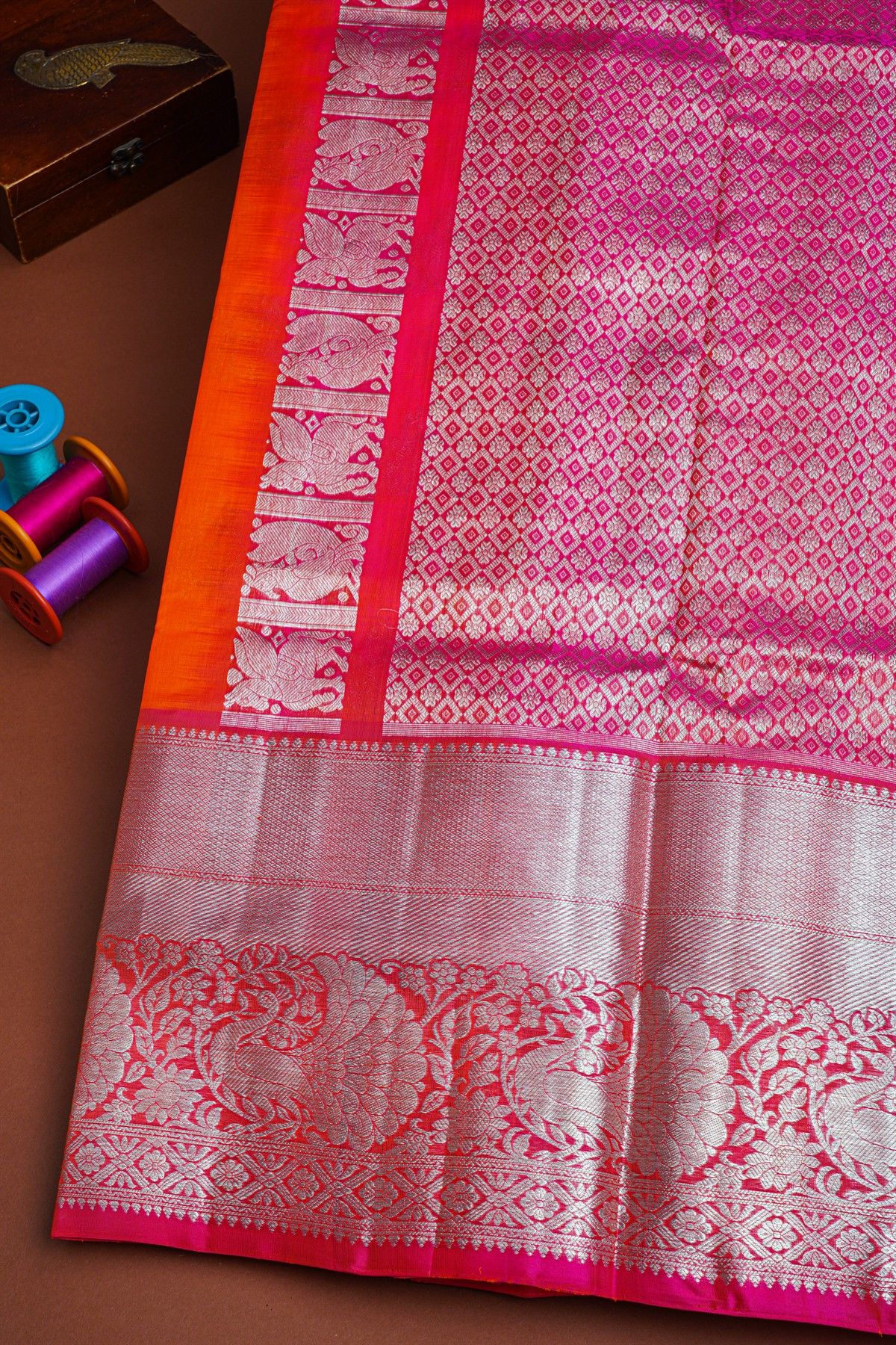 Venkatagiri Silk Orange Saree
