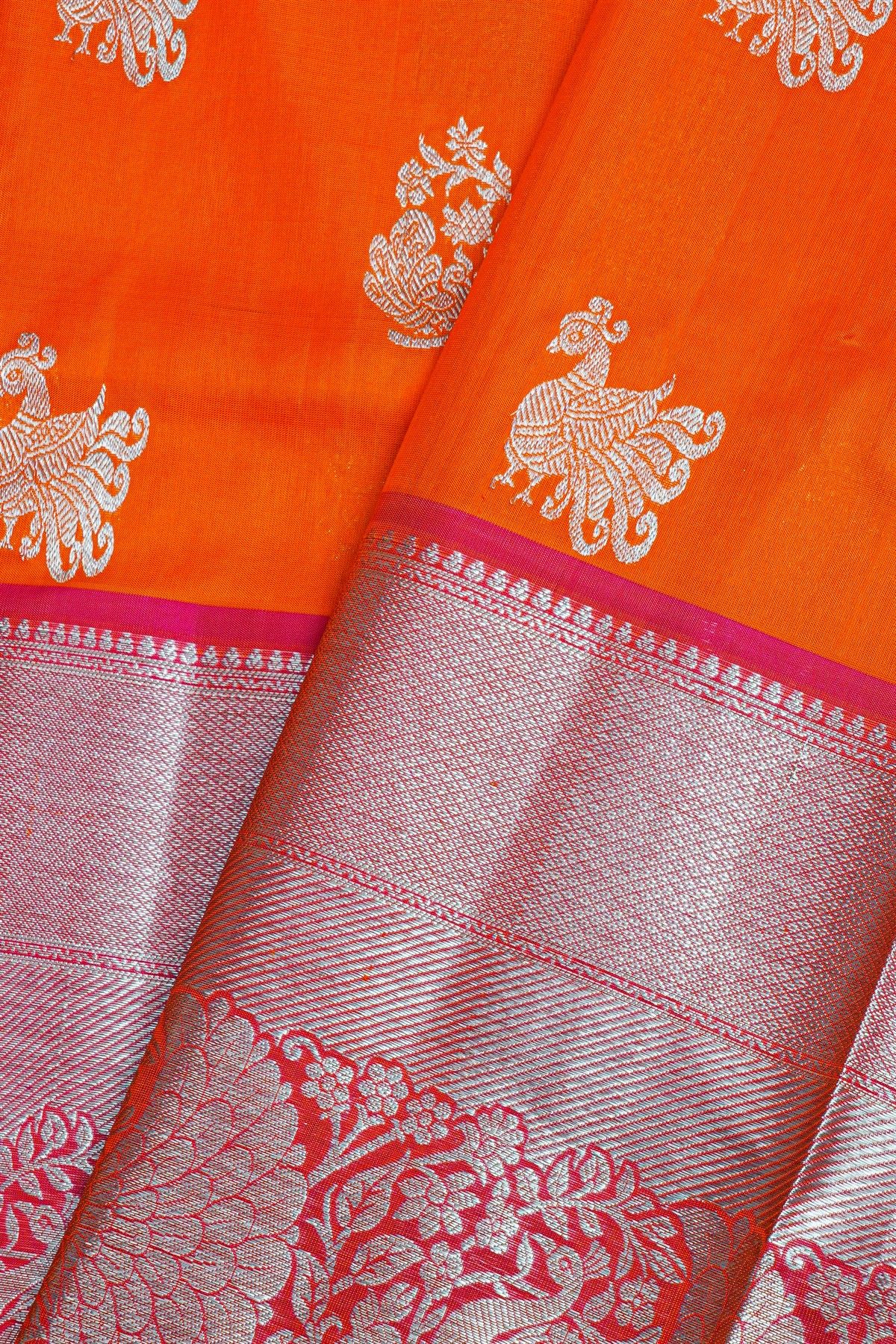 Venkatagiri Silk Orange Saree